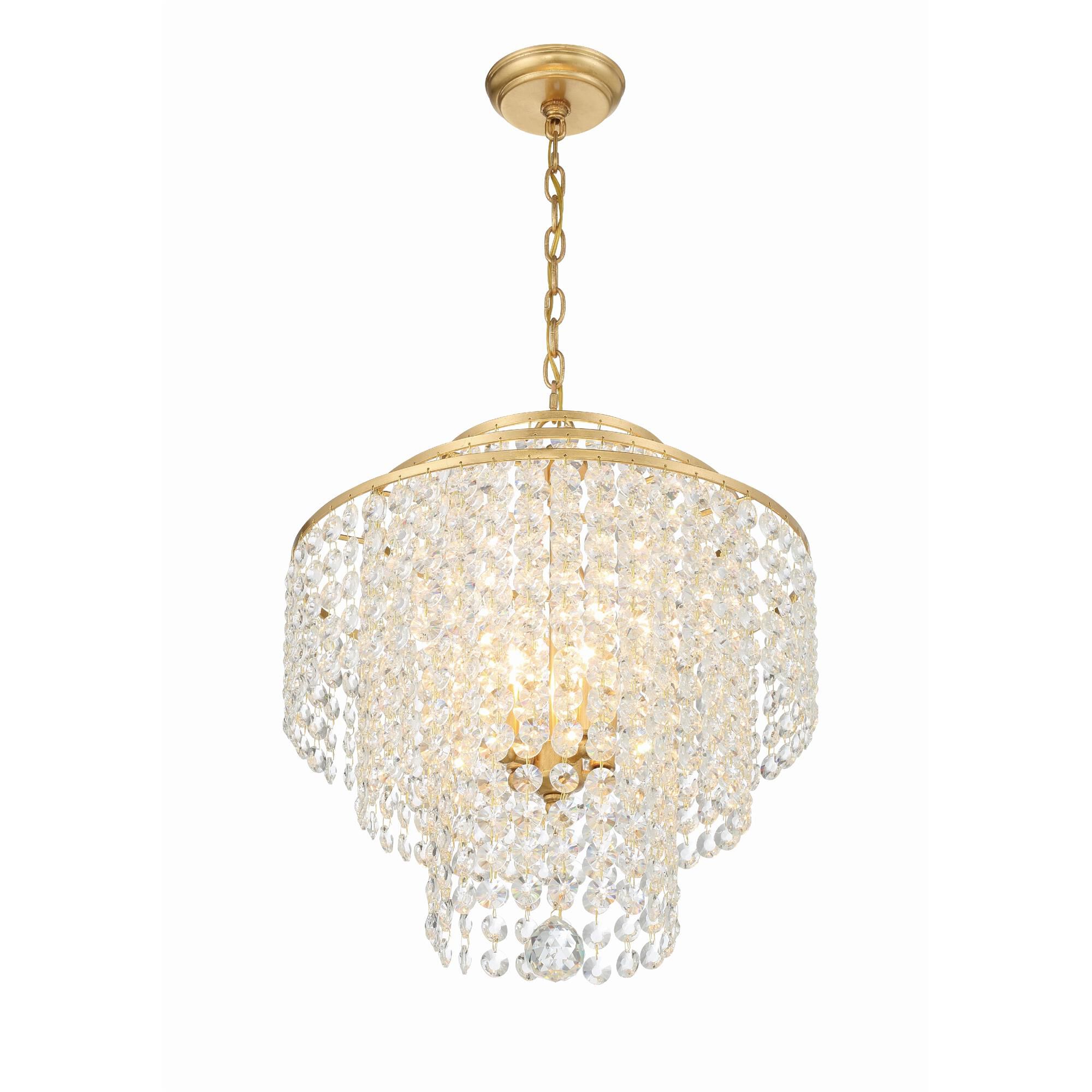 Shown in Antique Gold finish and Hand Cut crystal