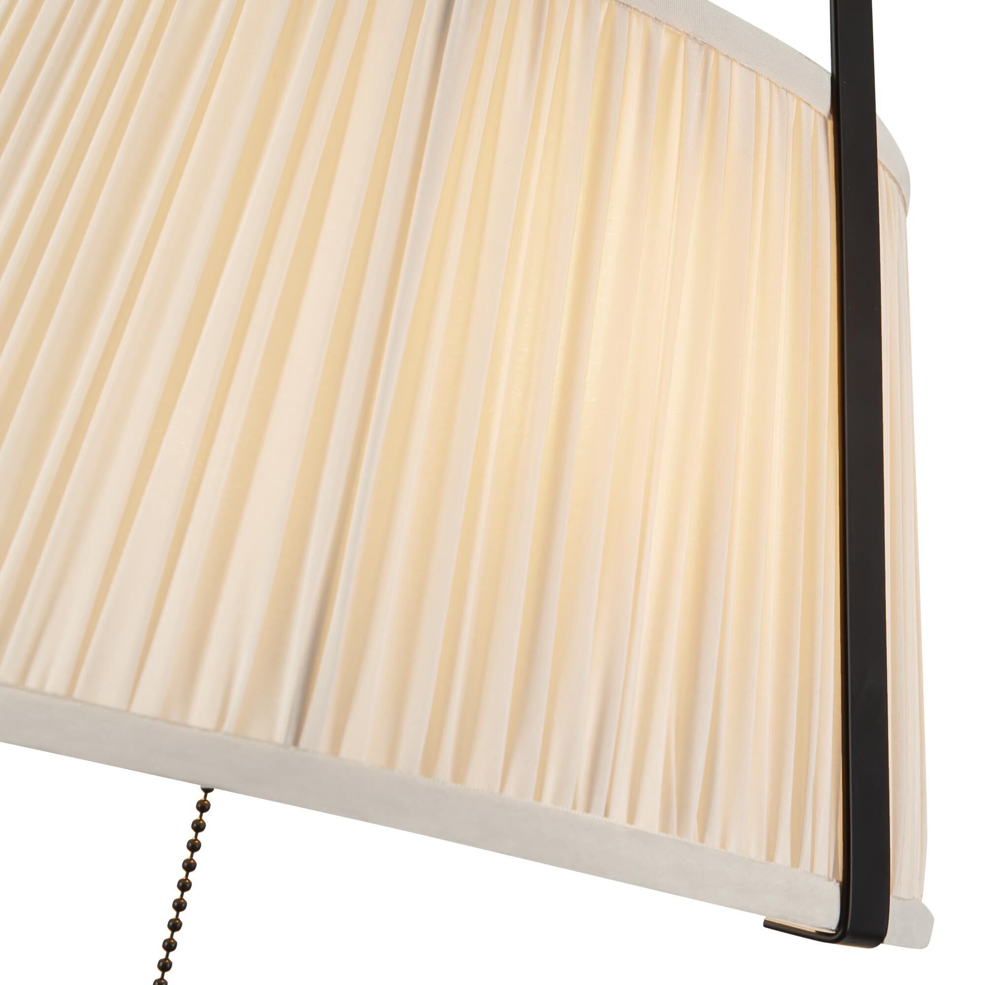 Shown in Matte Black finish and White Linen shade