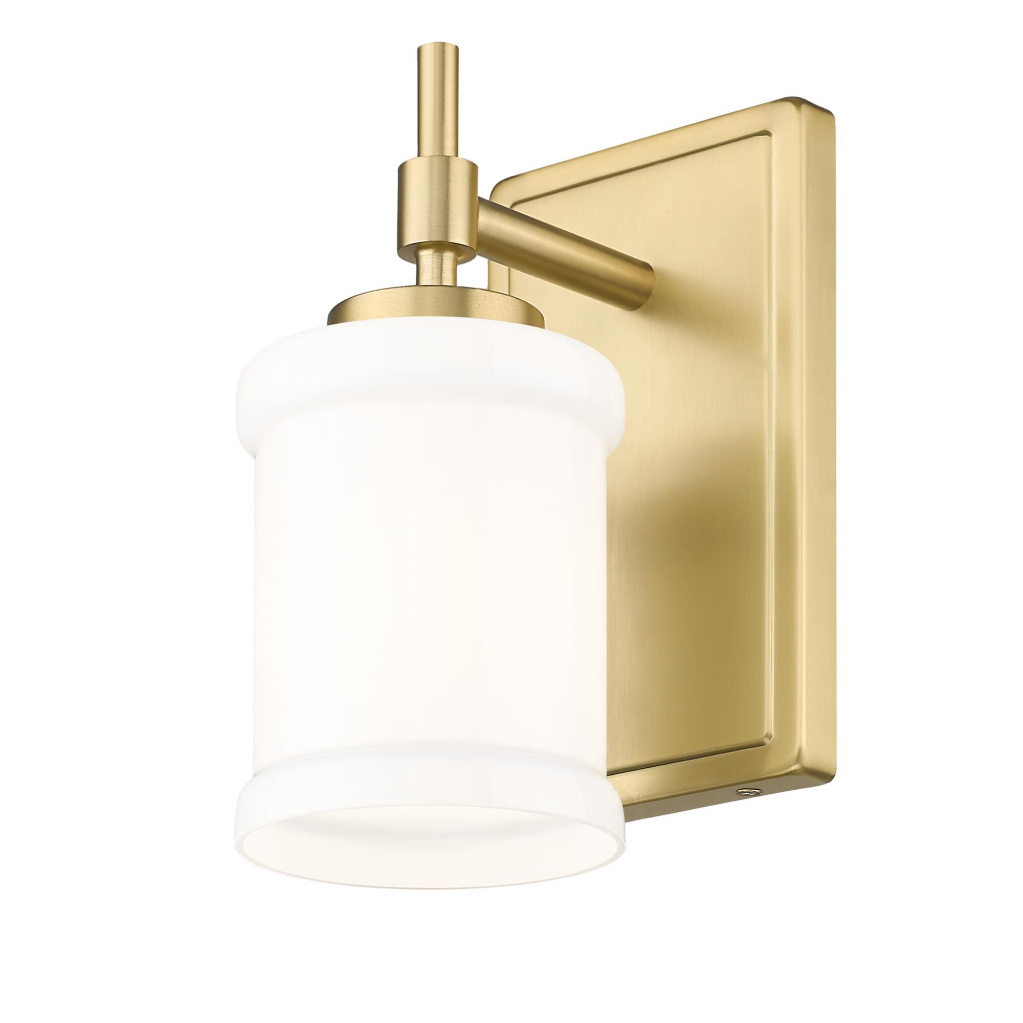 Shown in Modern Gold finish and Gloss Opal glass and Gloss Opal shade