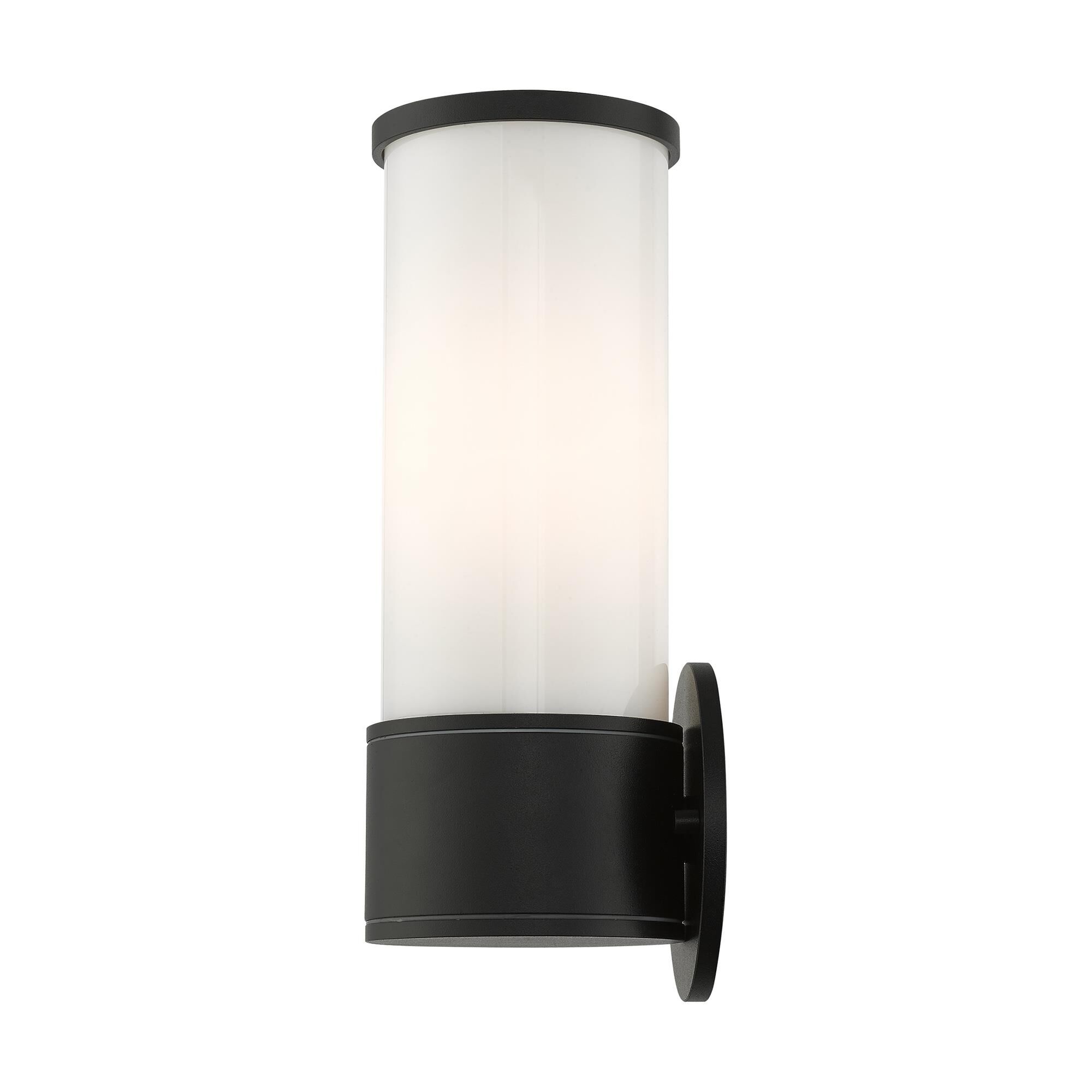 Shown in Textured Black finish and Satin Opal White glass