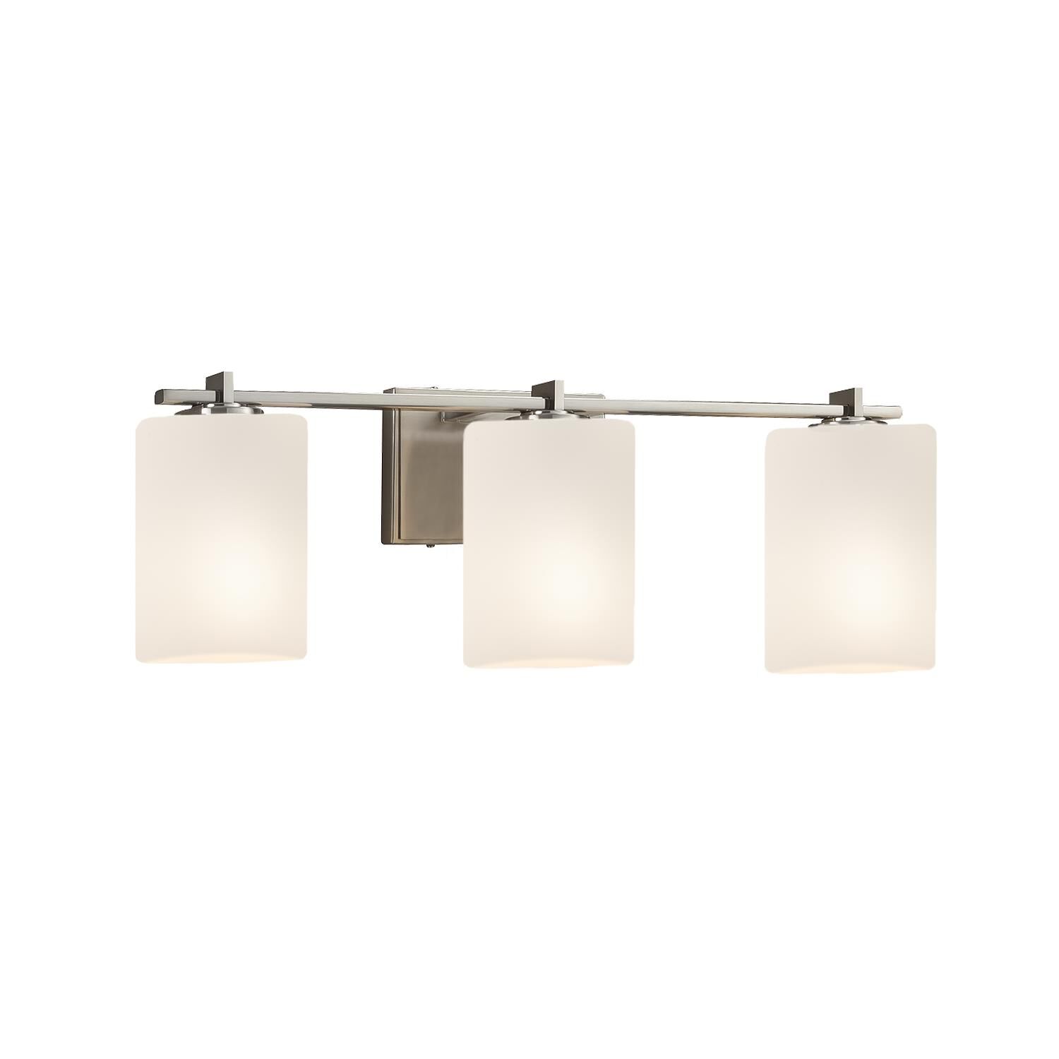 Shown in Brushed Nickel finish and Artisan glass and Opal shade and Cylinder with Flat Rim accent