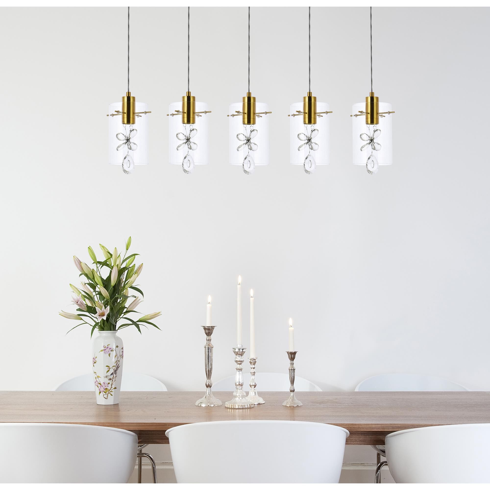 Hana 36 Inch 5 Light LED Linear Suspension Light by Elegant Lighting