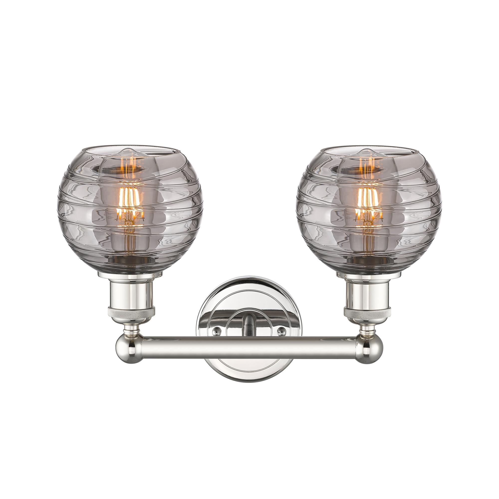 Shown in Polished Nickel finish and Light Smoke Deco Swirl glass