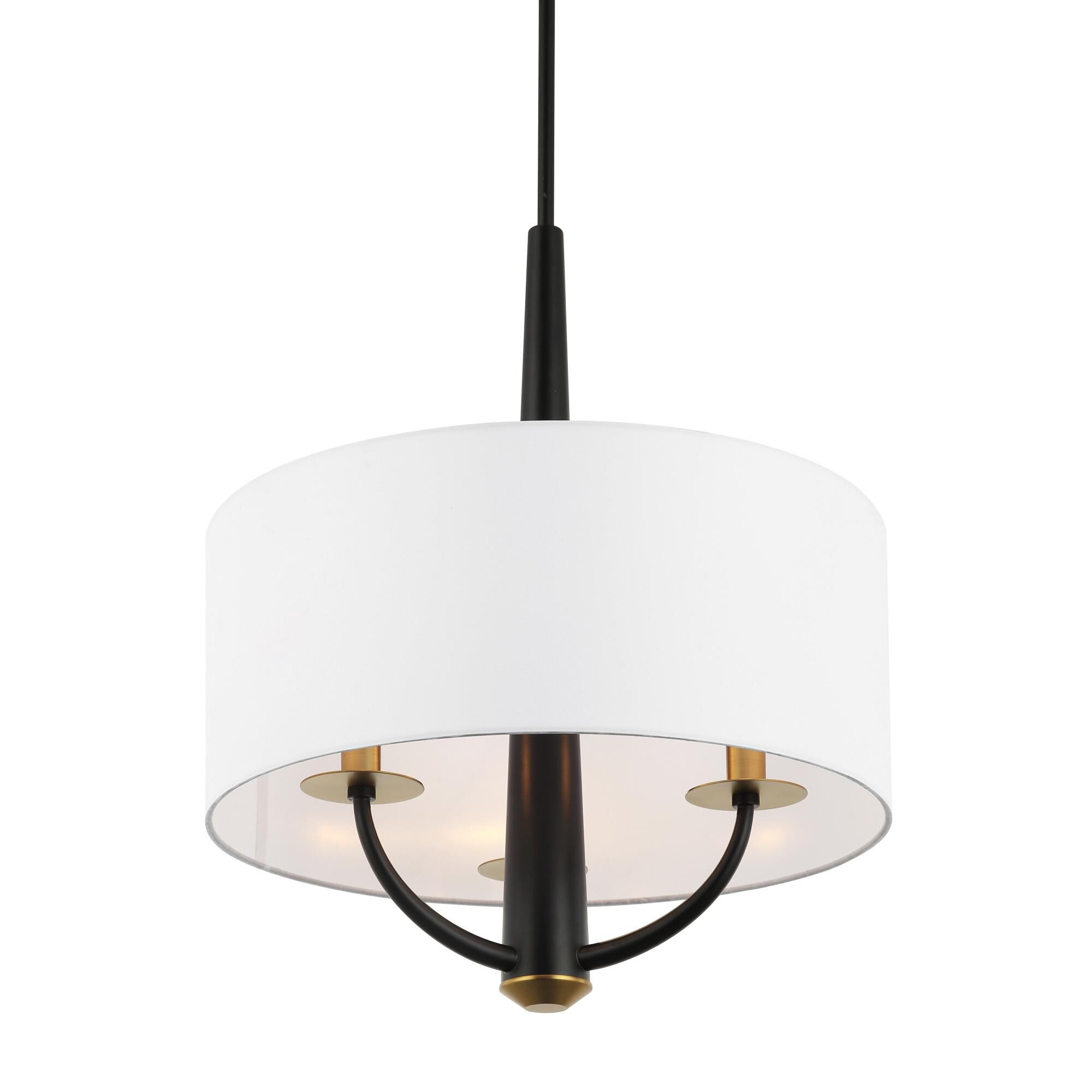 Shown in Black/Satin Brass finish and White Cotton shade