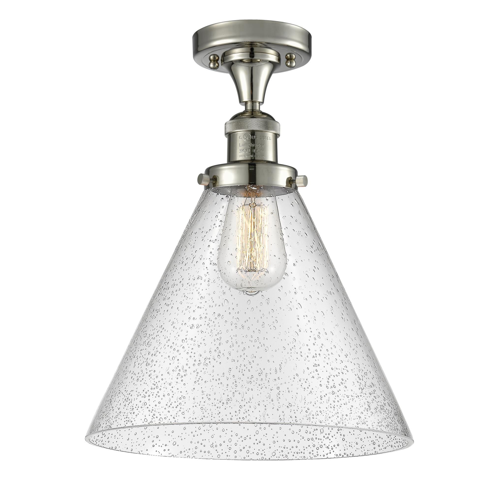 Shown in Polished Nickel finish and Seedy glass