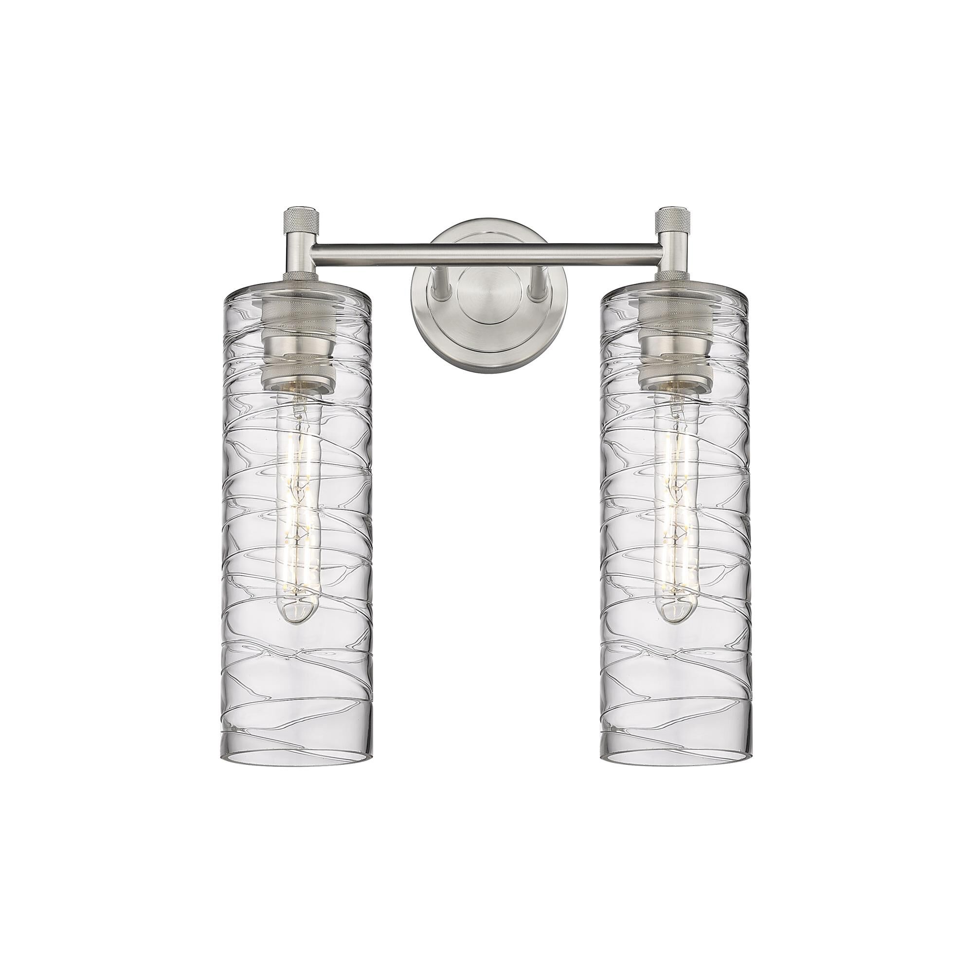 Shown in Satin Nickel finish and Deco Swirl glass