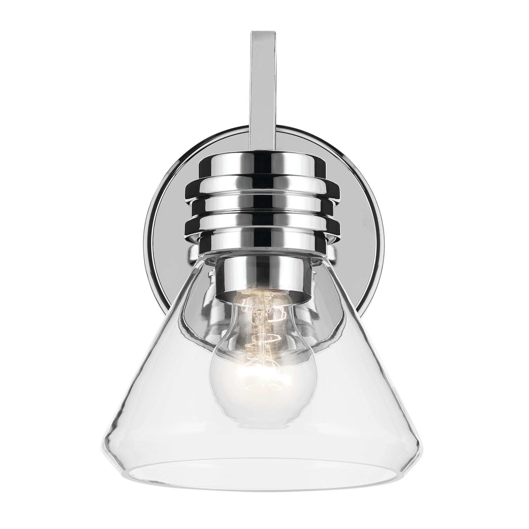 Shown in Chrome finish and Clear glass
