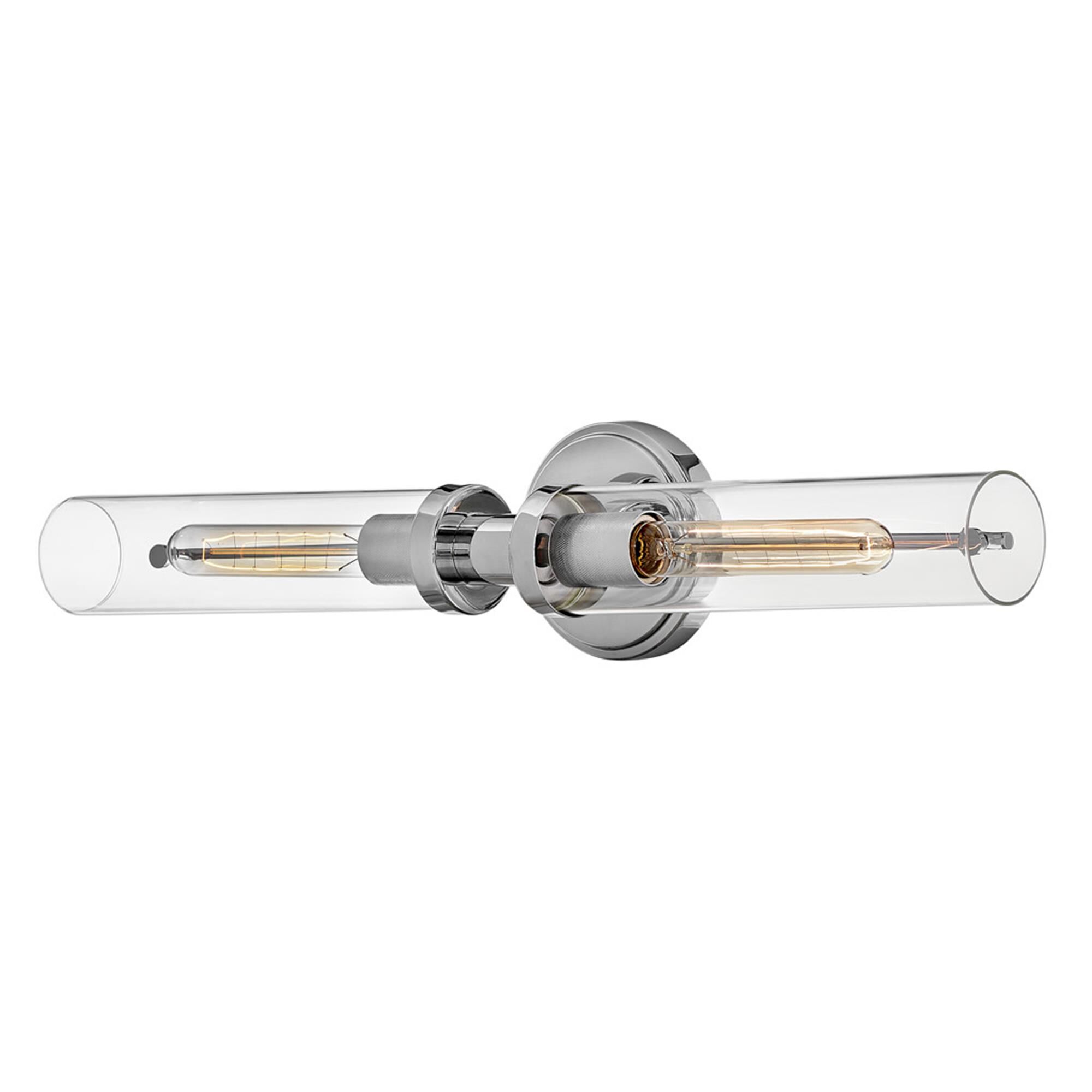 Shown in Chrome finish and Clear glass and Chrome accent
