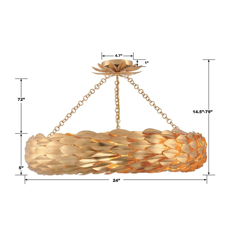 Broche 24 Inch 6 Light Semi Flush Mount by Crystorama