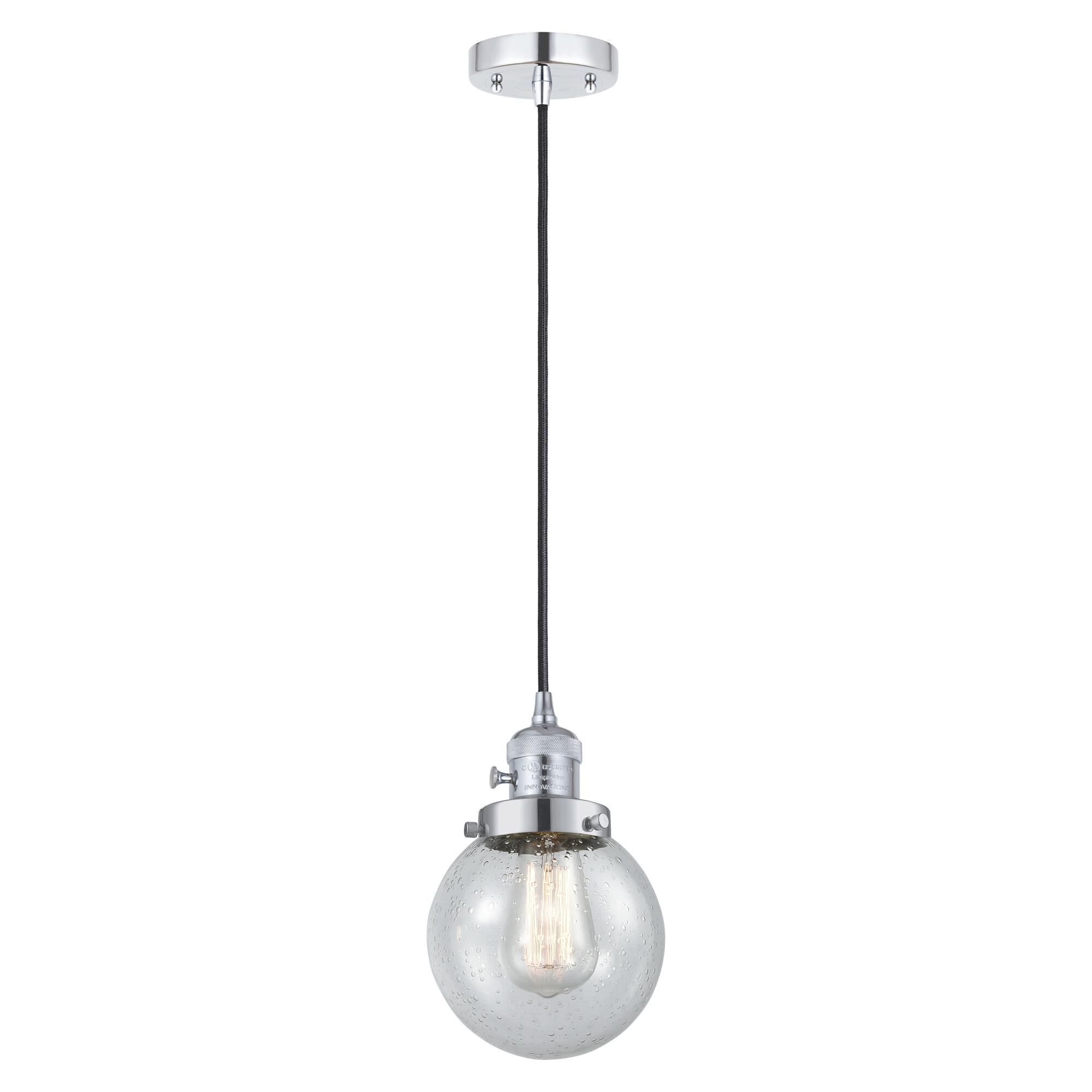 Shown in Polished Chrome finish and Seedy glass