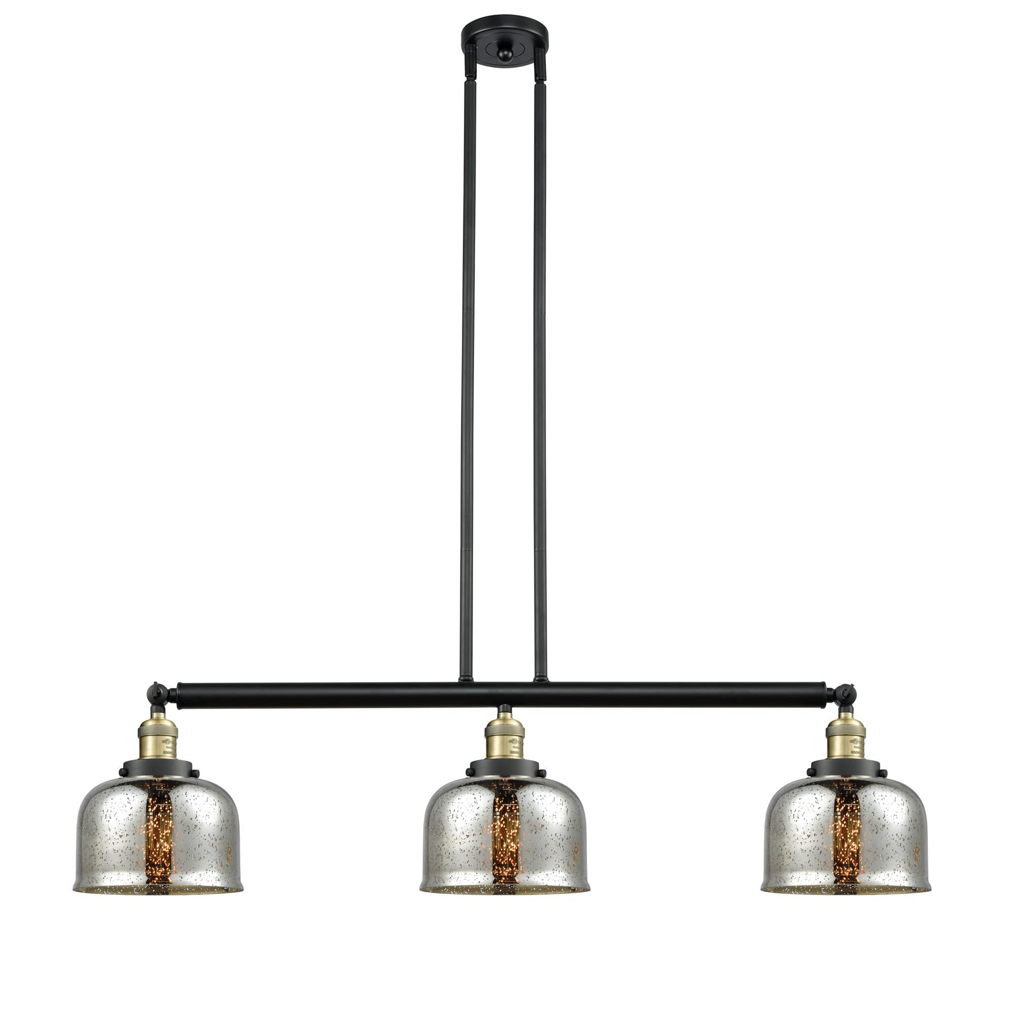 Shown in Black Antique Brass finish and Silver Plated Mercury Large Bell glass