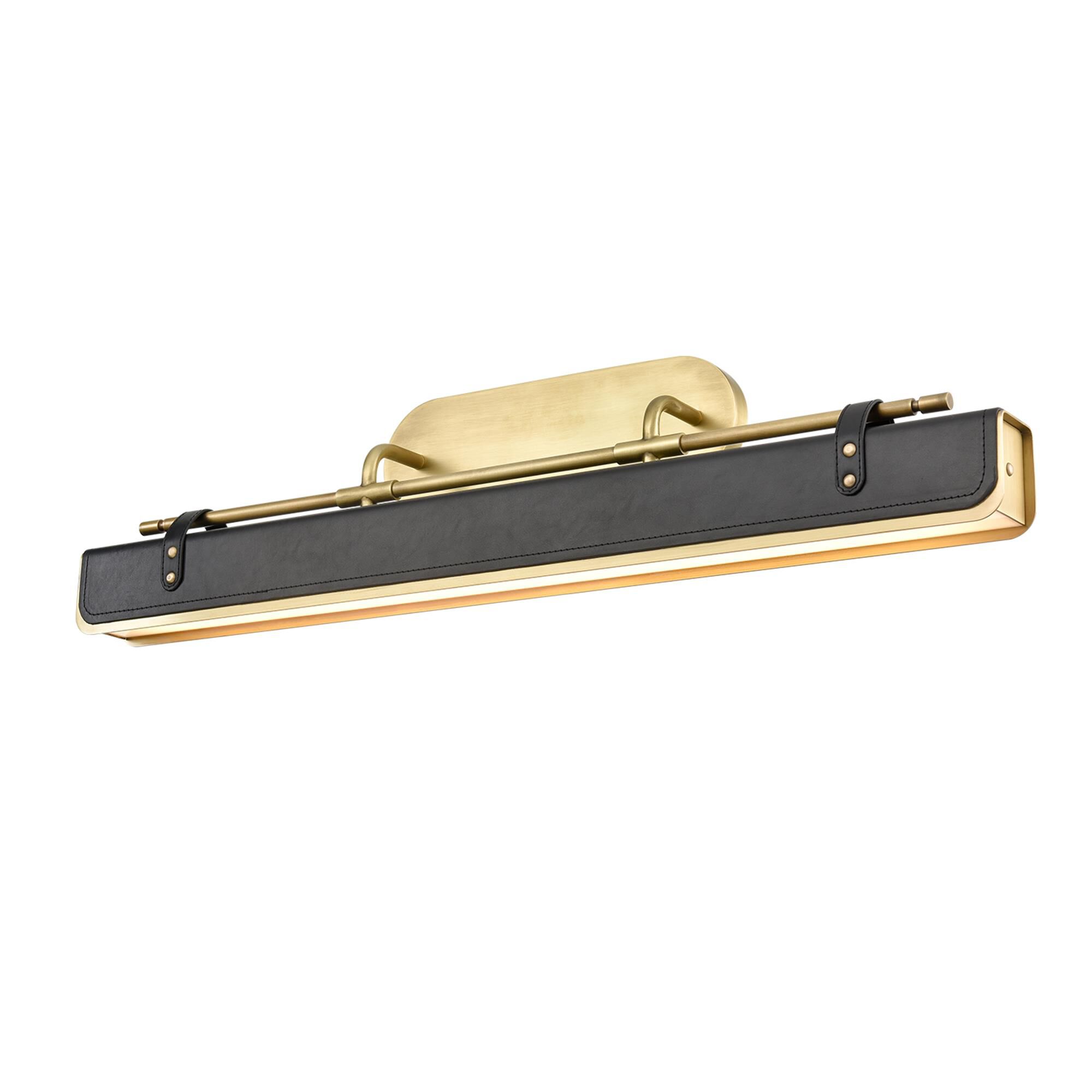 Shown in Vintage Brass and Tuxedo Leather finish