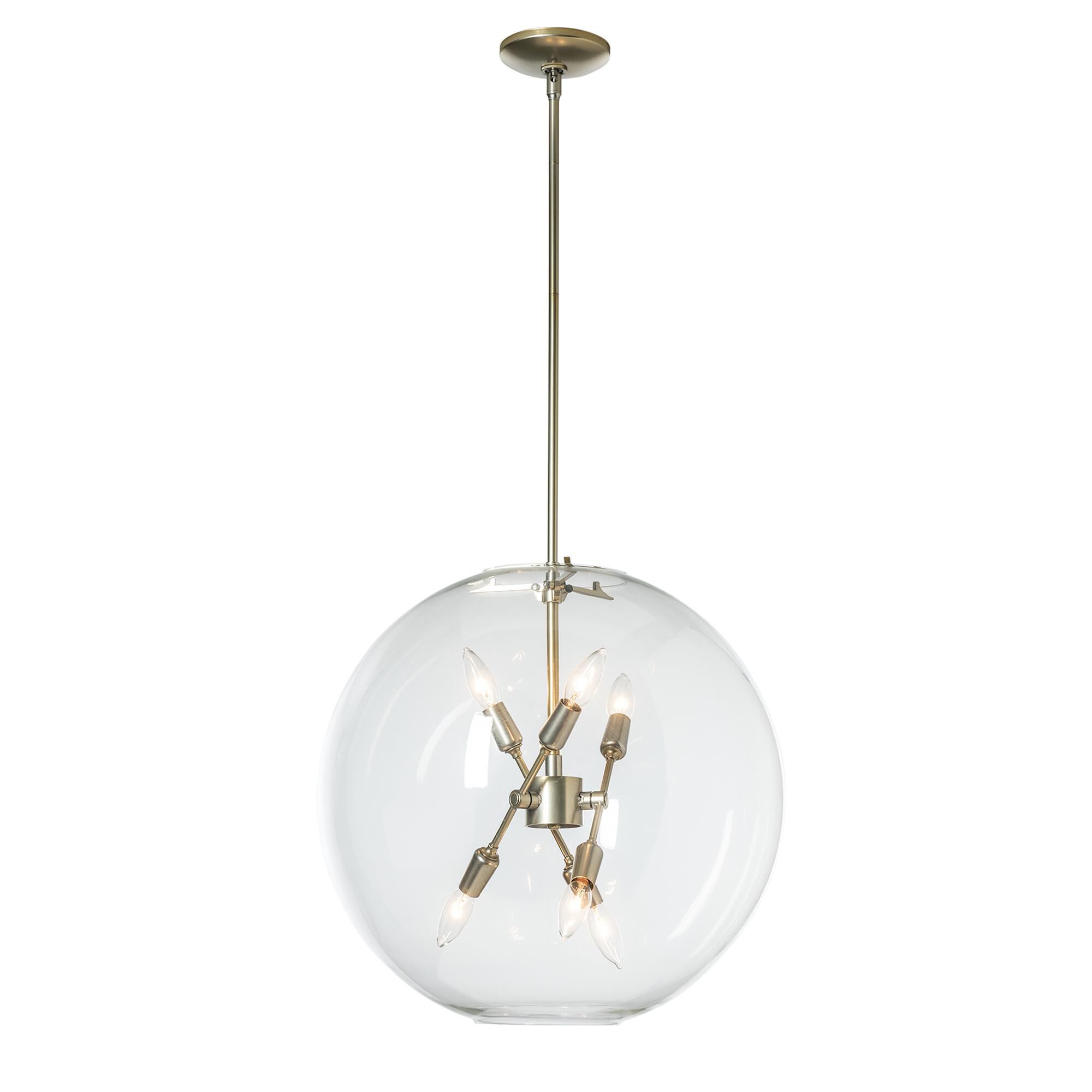 Shown in Modern Brass finish and Clear glass