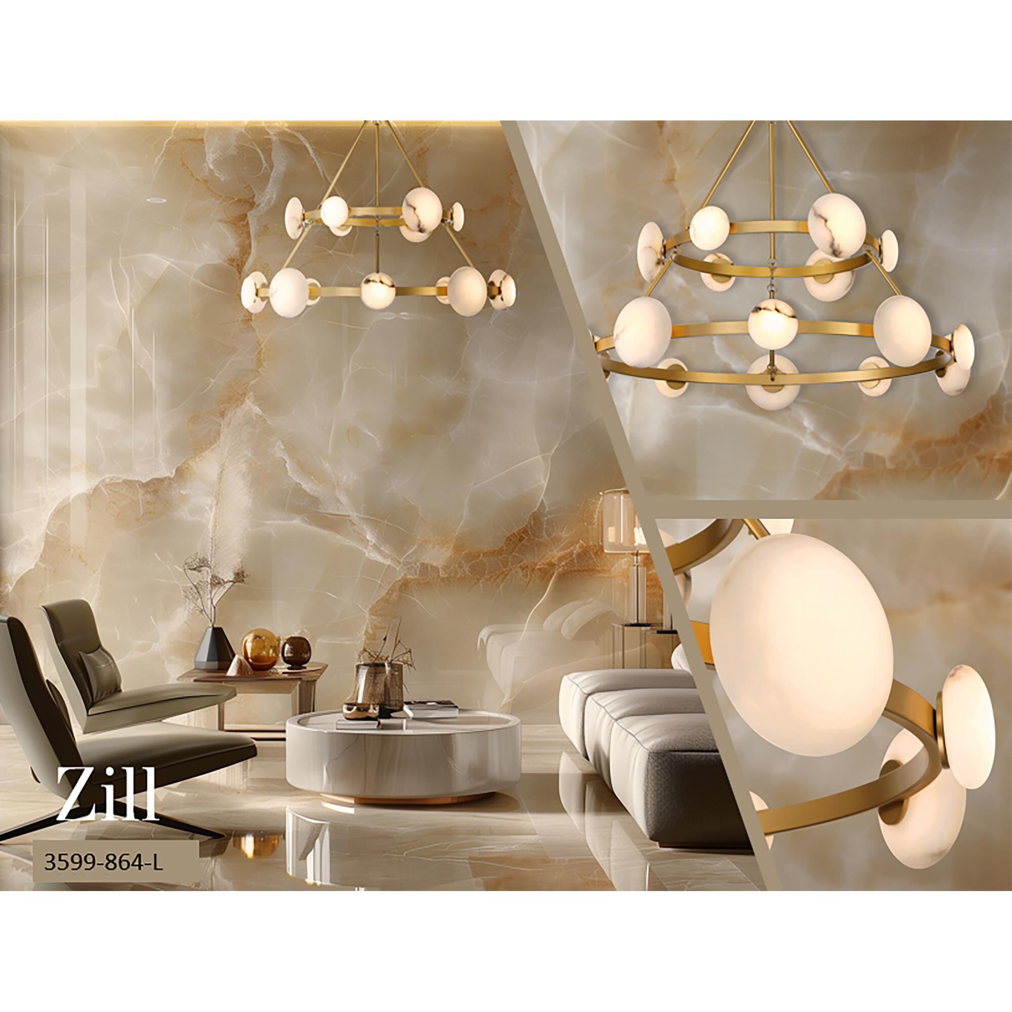 Shown in Lily Gold finish and Alabaster shade