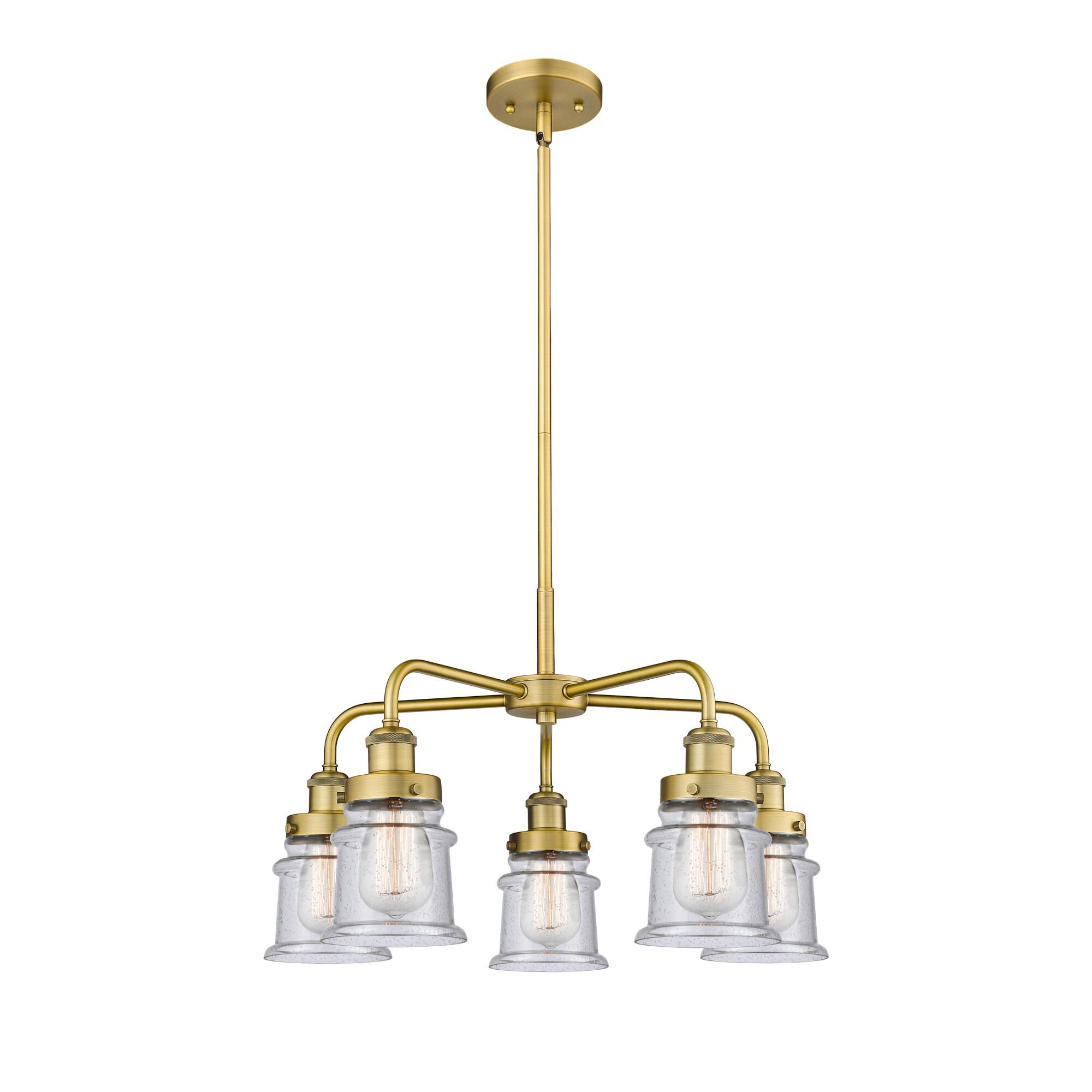 Shown in Brushed Brass finish and Seedy glass