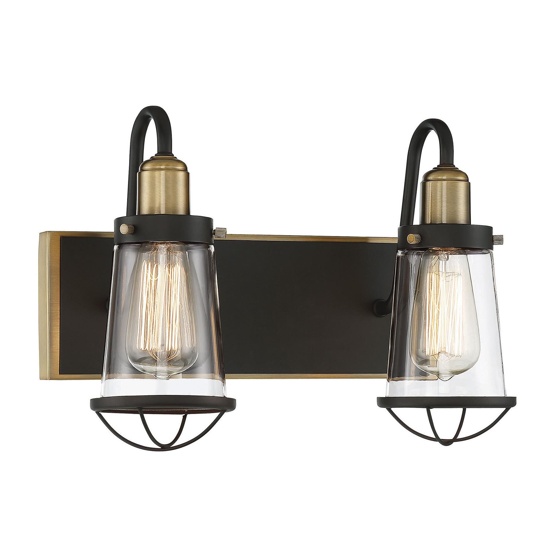 Shown in English Bronze & Warm Brass finish and Clear glass