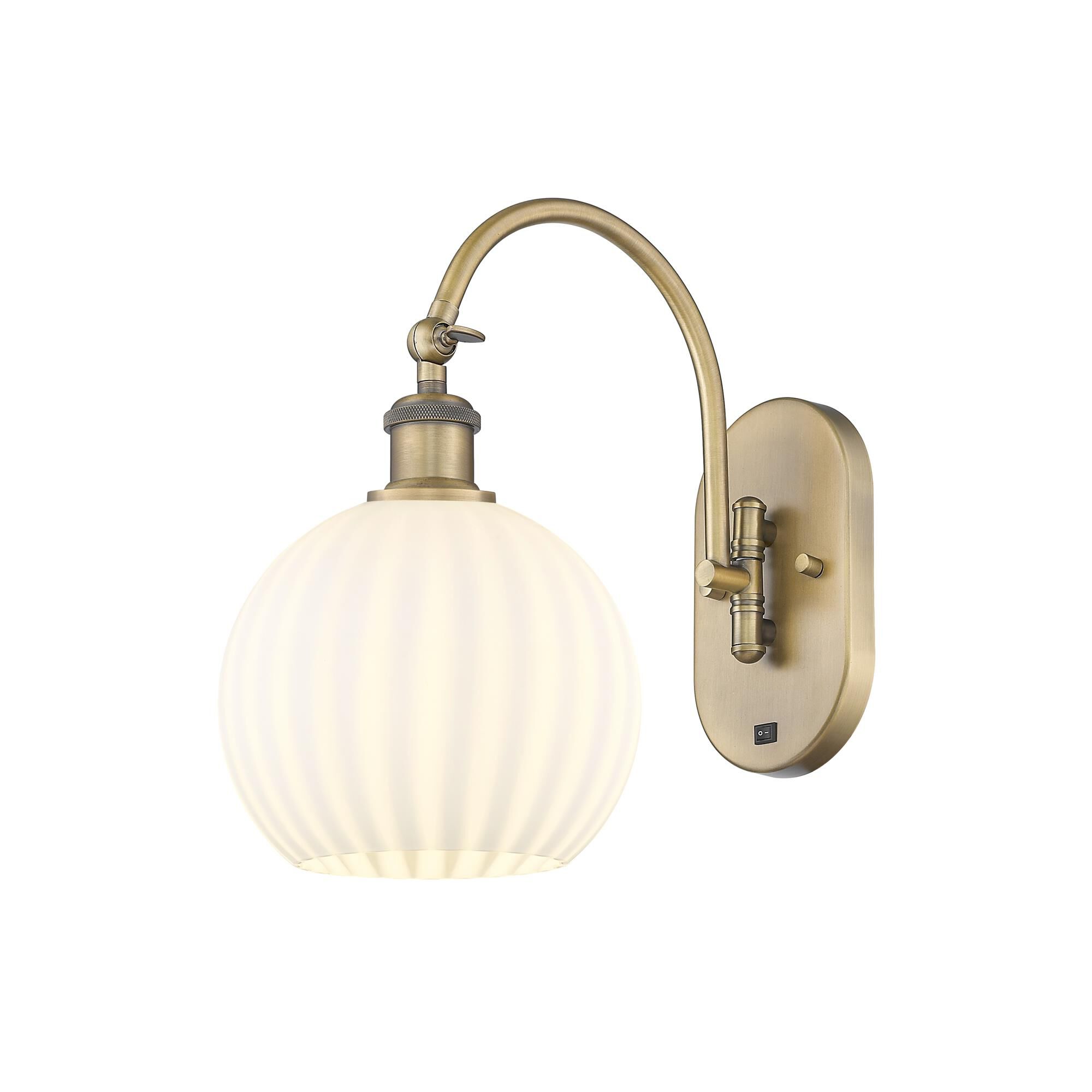 Shown in Brushed Brass finish and White Venetian glass