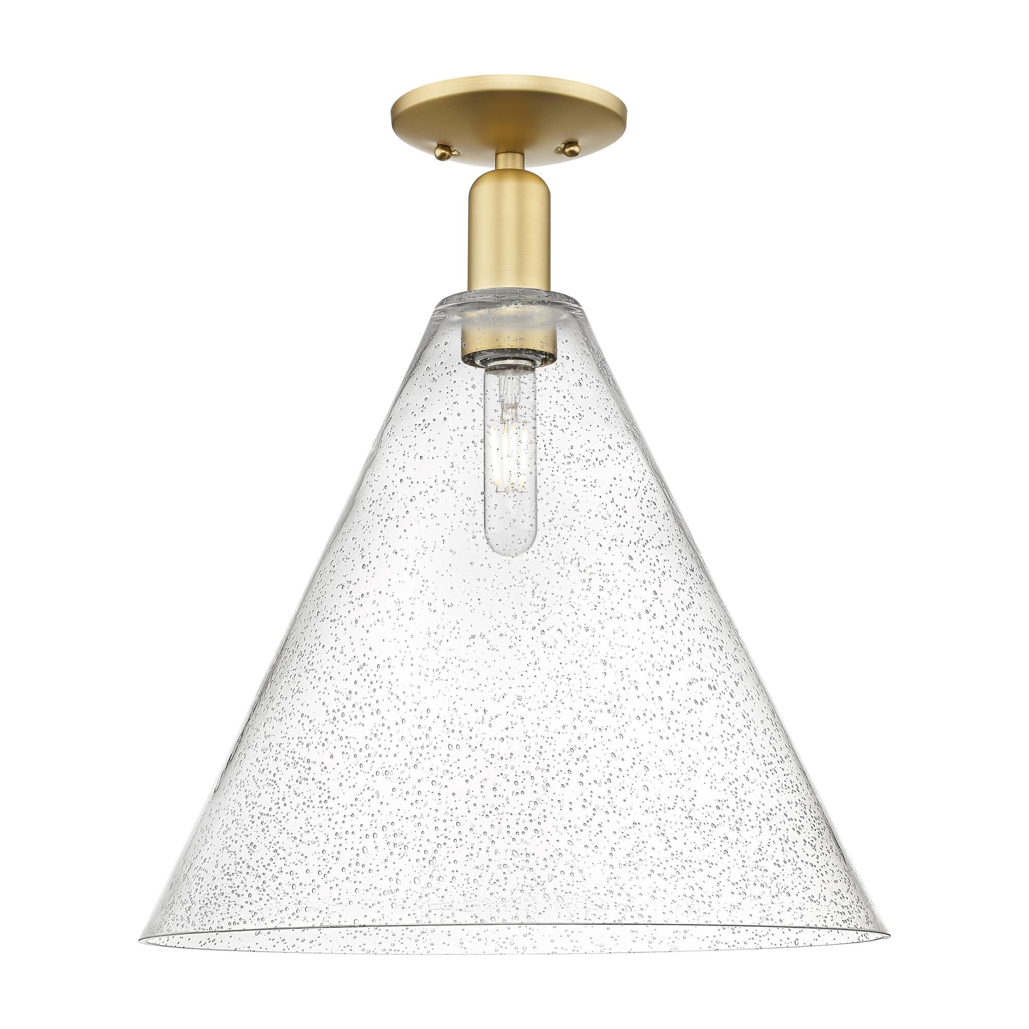 Shown in Satin Gold finish and Seedy glass