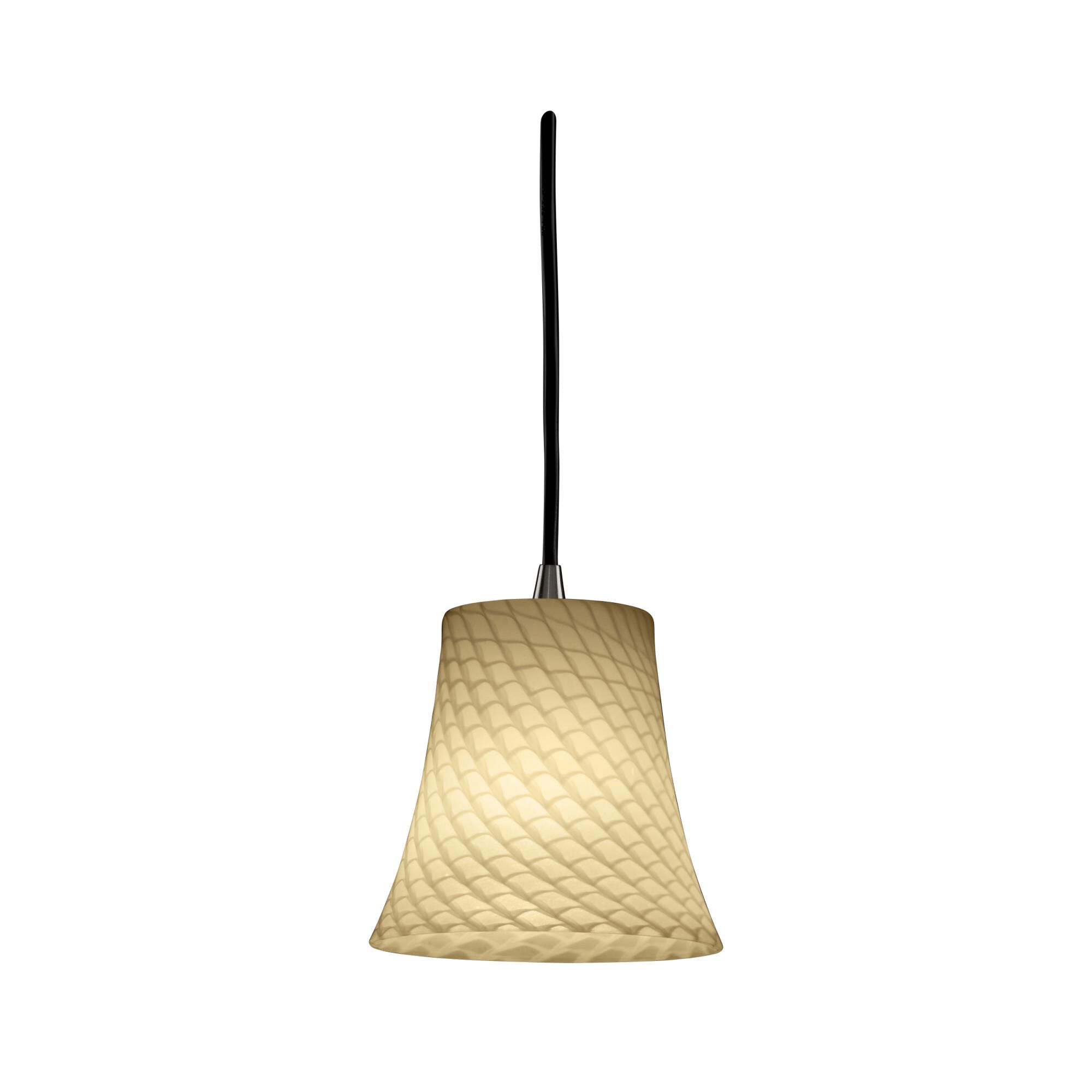 Shown in Antique Brass finish and Artisan glass and Weave shade and Round Flared accent