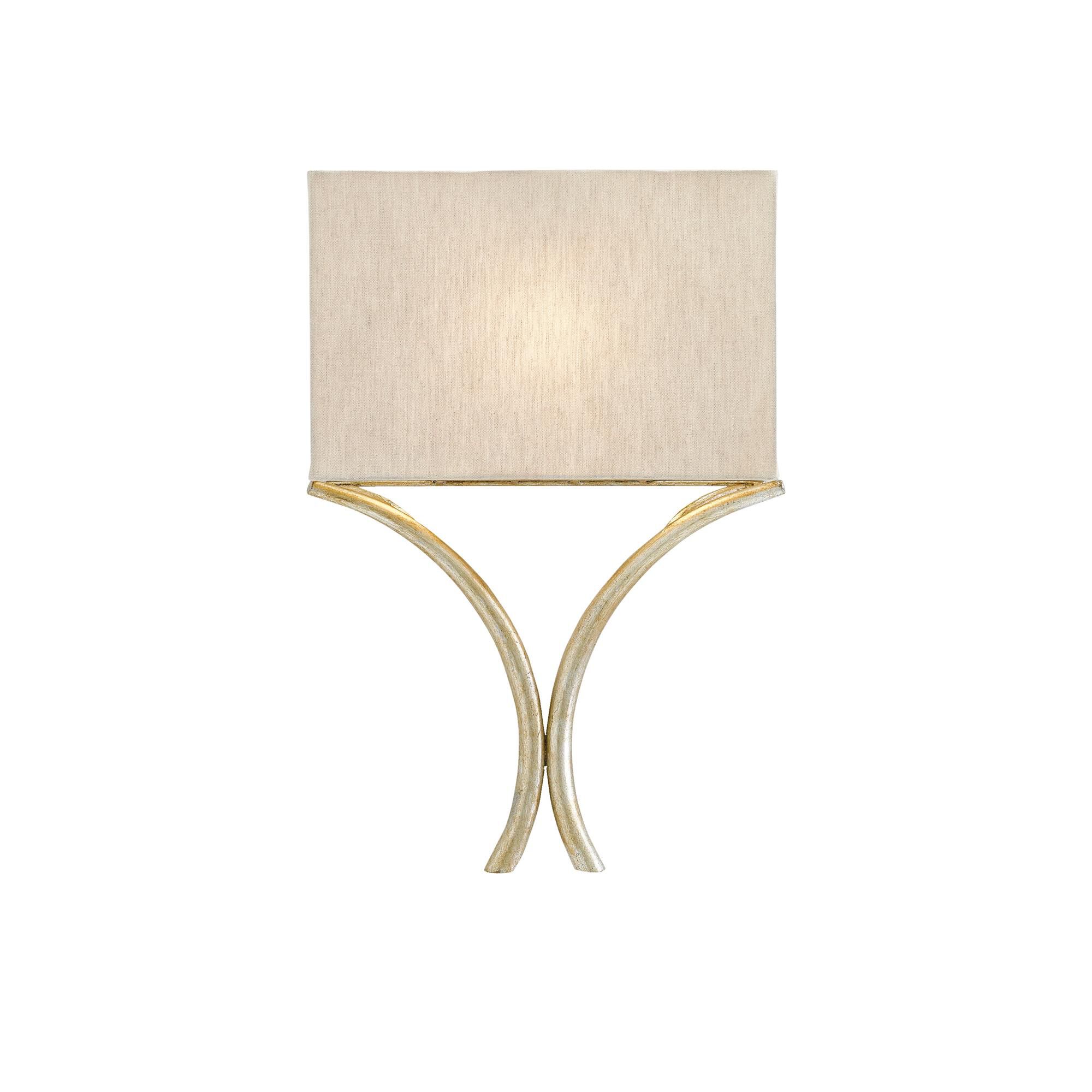 Shown in Silver Leaf finish and Natural Linen shade