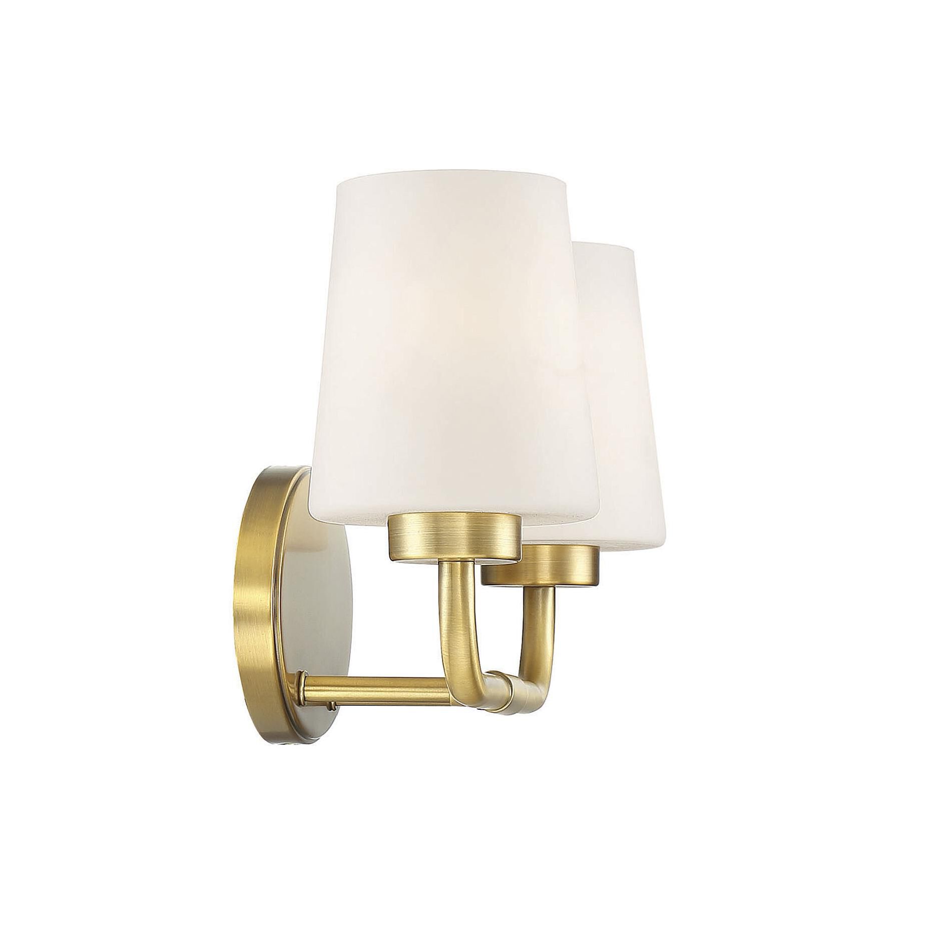 Shown in Warm Brass finish and White -  Frosted glass