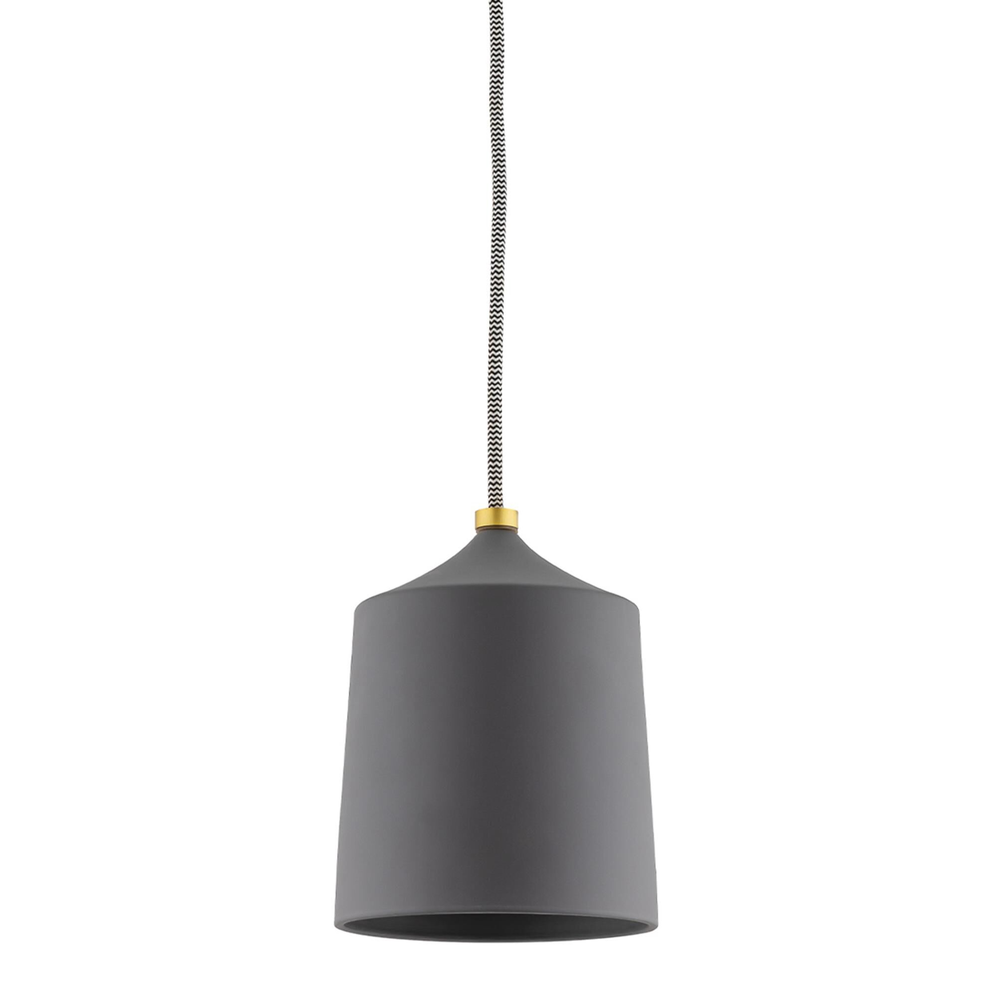 Shown in Aged Brass/Matte Black finish and Matte Black Ceramic shade