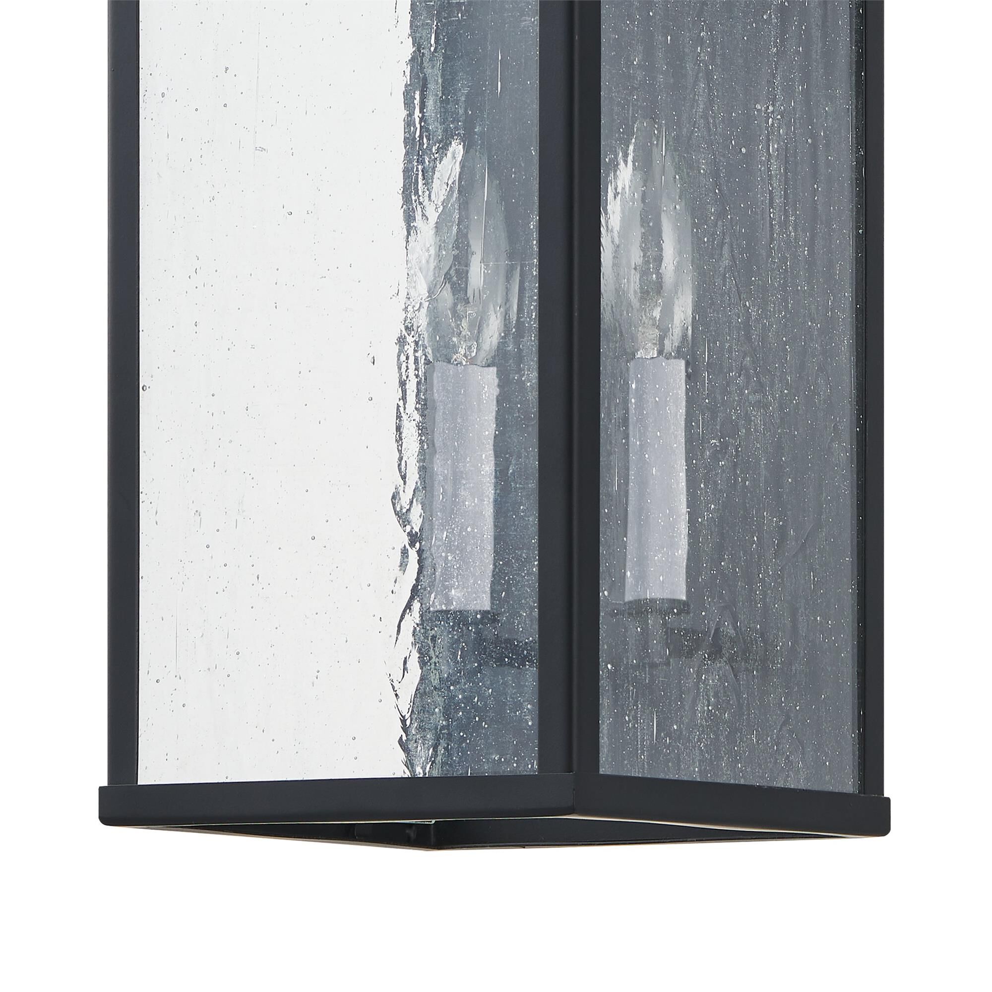 Shown in Matte Black finish and Clear Antique glass