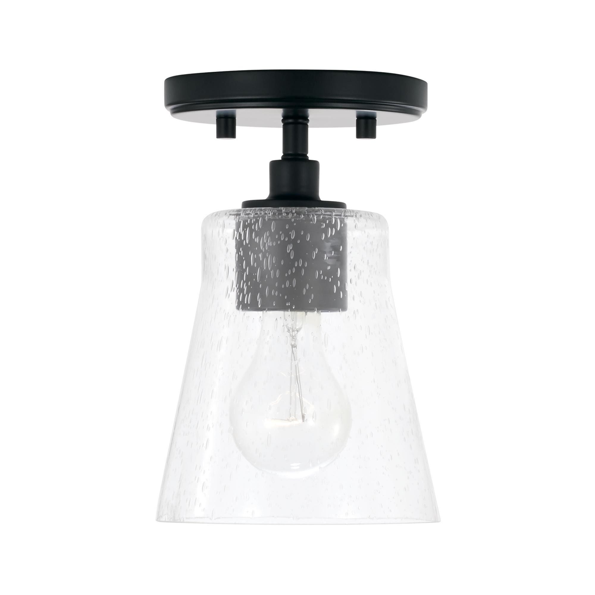 Shown in Matte Black finish and Clear Seeded glass