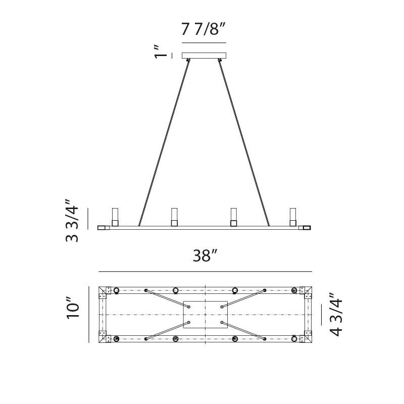 Cascadian 38 Inch 8 Light Linear Suspension Light by Matteo Lighting