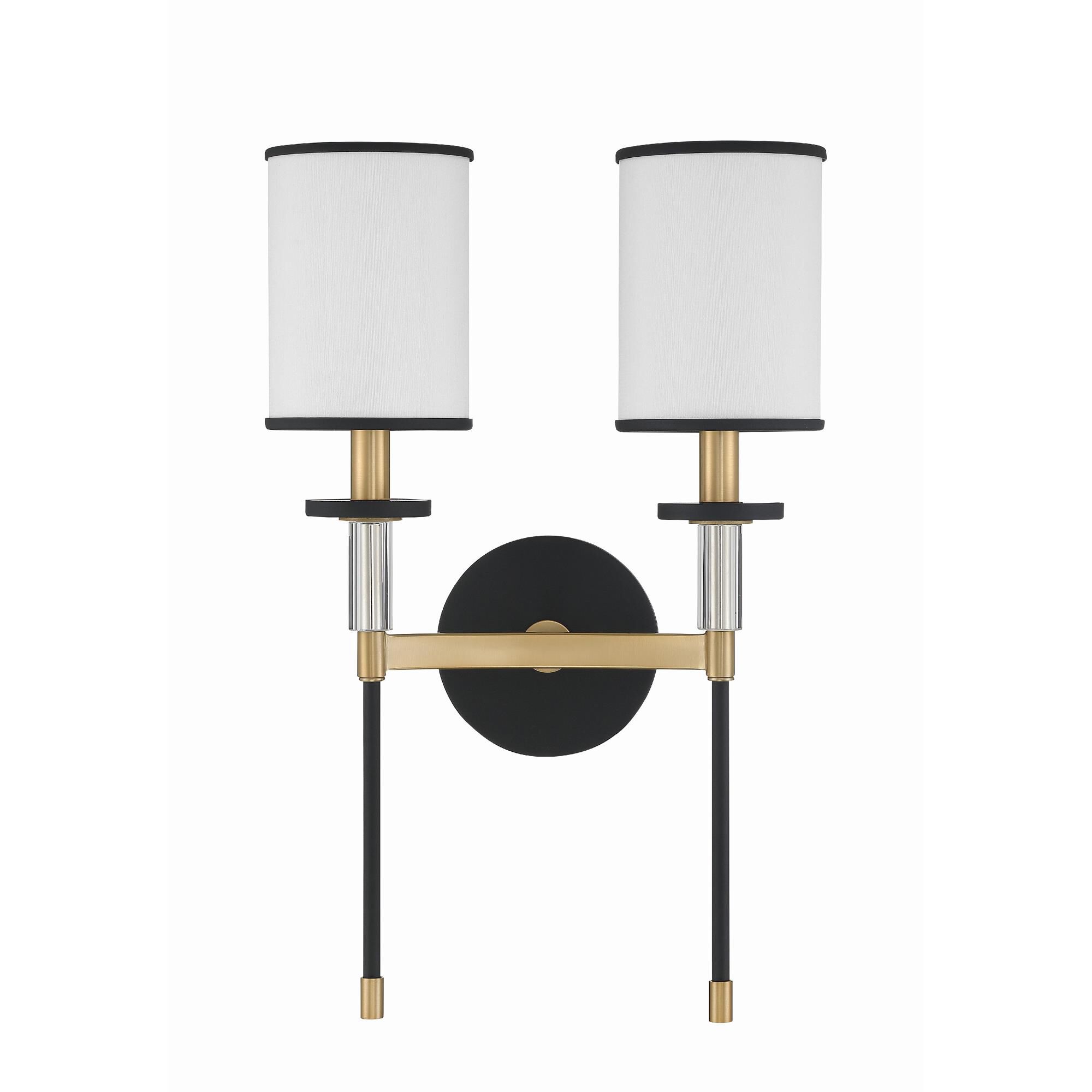 Shown in Black Forged + Vibrant Gold finish and Accents crystal and Silk glass and Silk shade