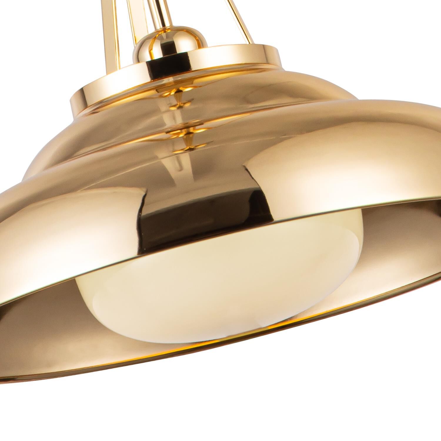 Shown in Polished Brass/Glossy Opal Glass finish and Glossy Opal glass and Steel Spun shade