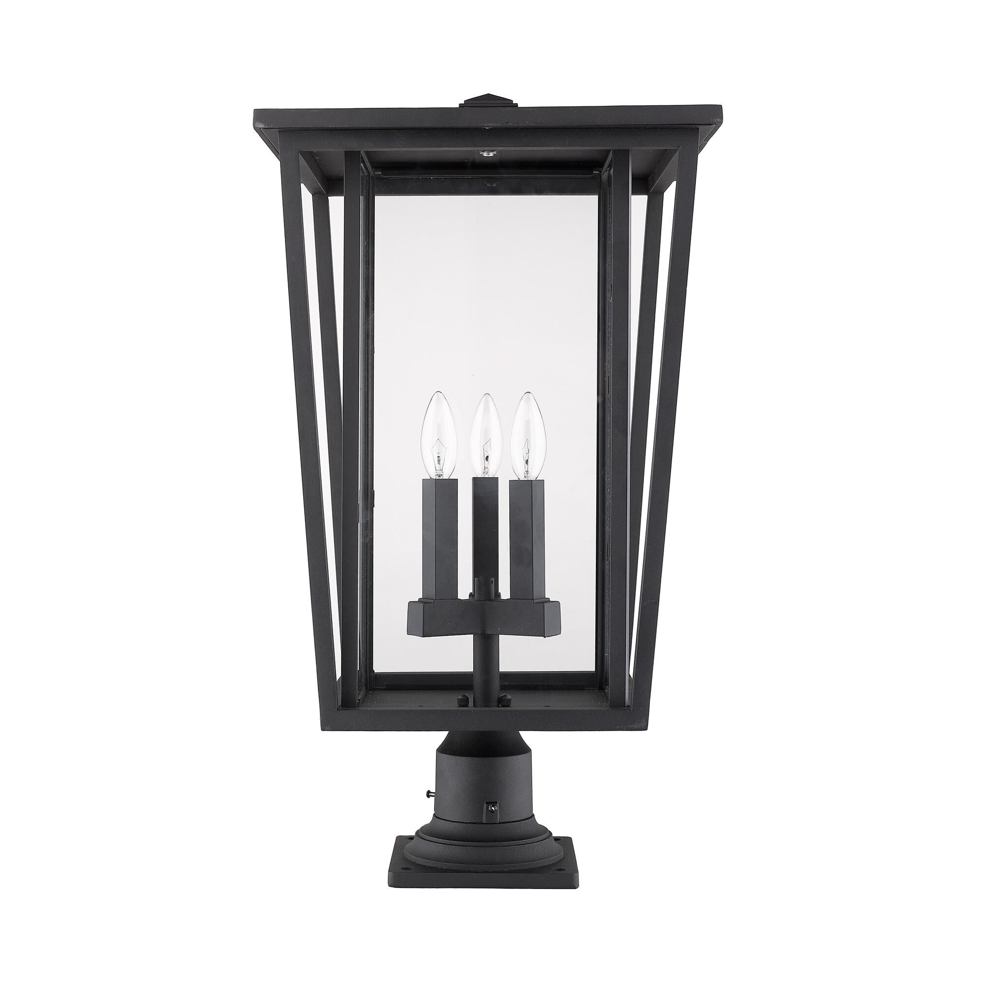 Shown in Black finish and Glass shade