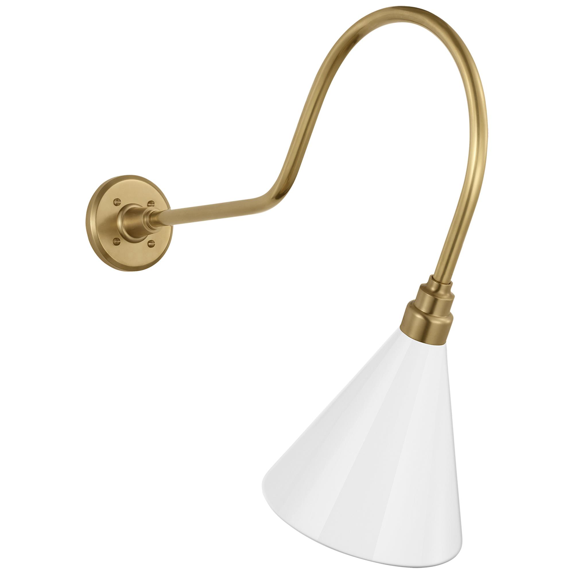Shown in Hand-Rubbed Antique Brass finish and White Conical Savannah shade