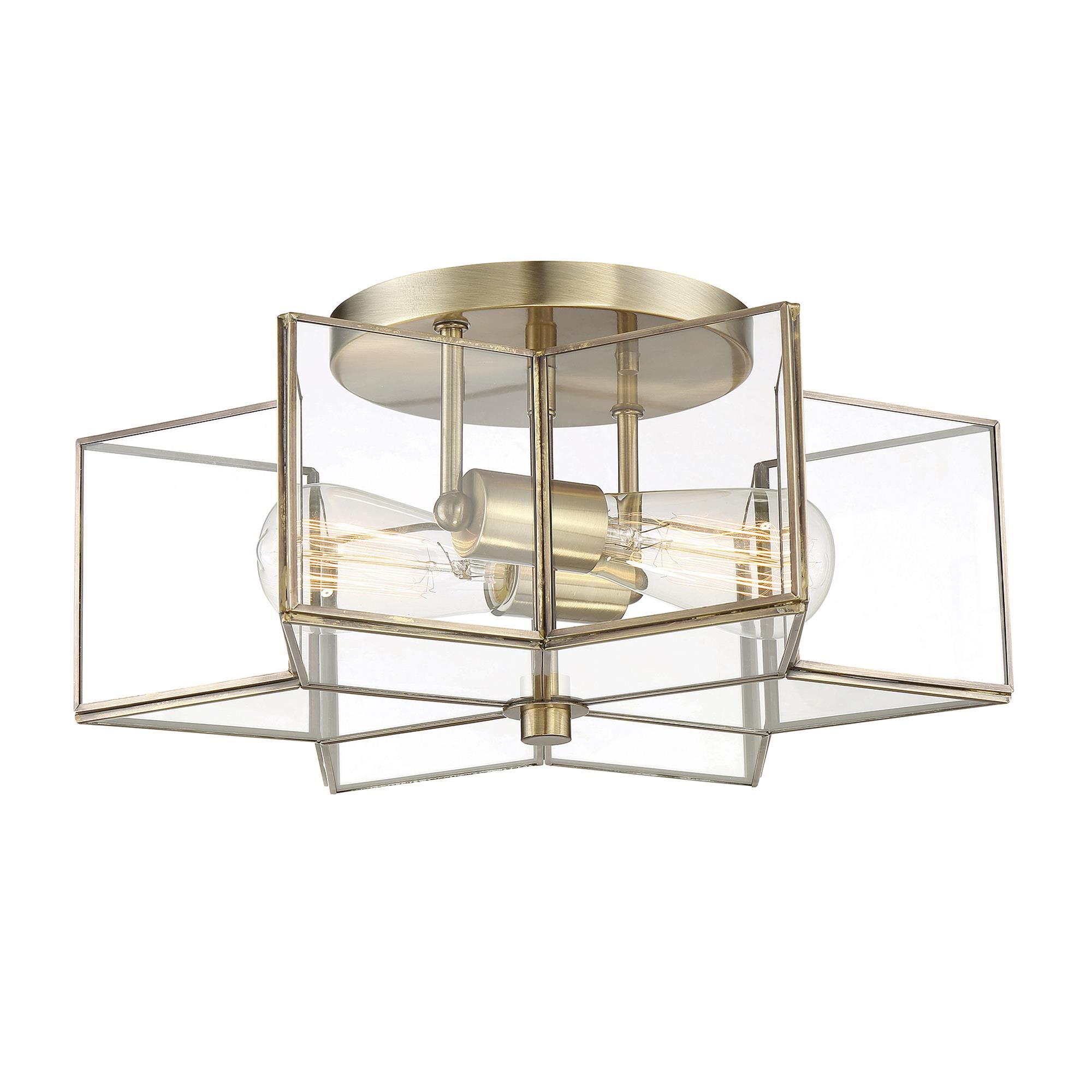 Shown in Natural Brass finish and Clear glass