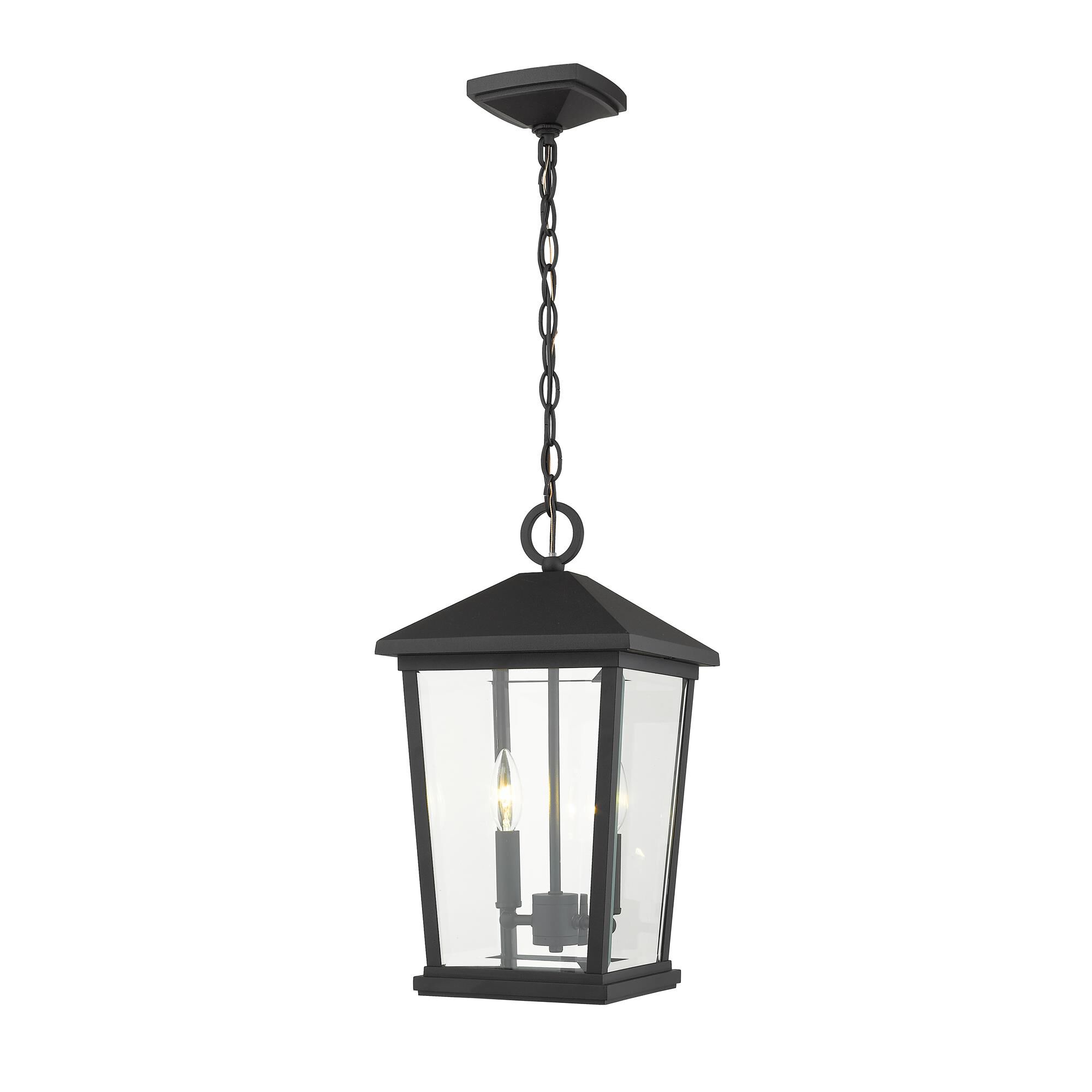 Shown in Black finish and Glass shade