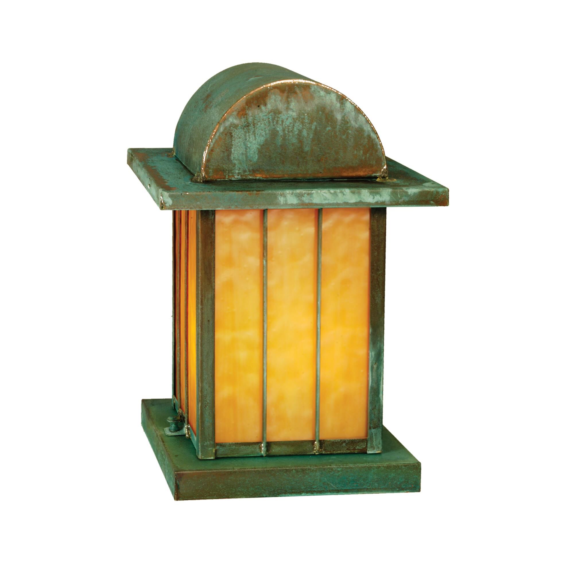 Shown in Vintage Copper Finish;Verdigris Finish finish and Beige glass
