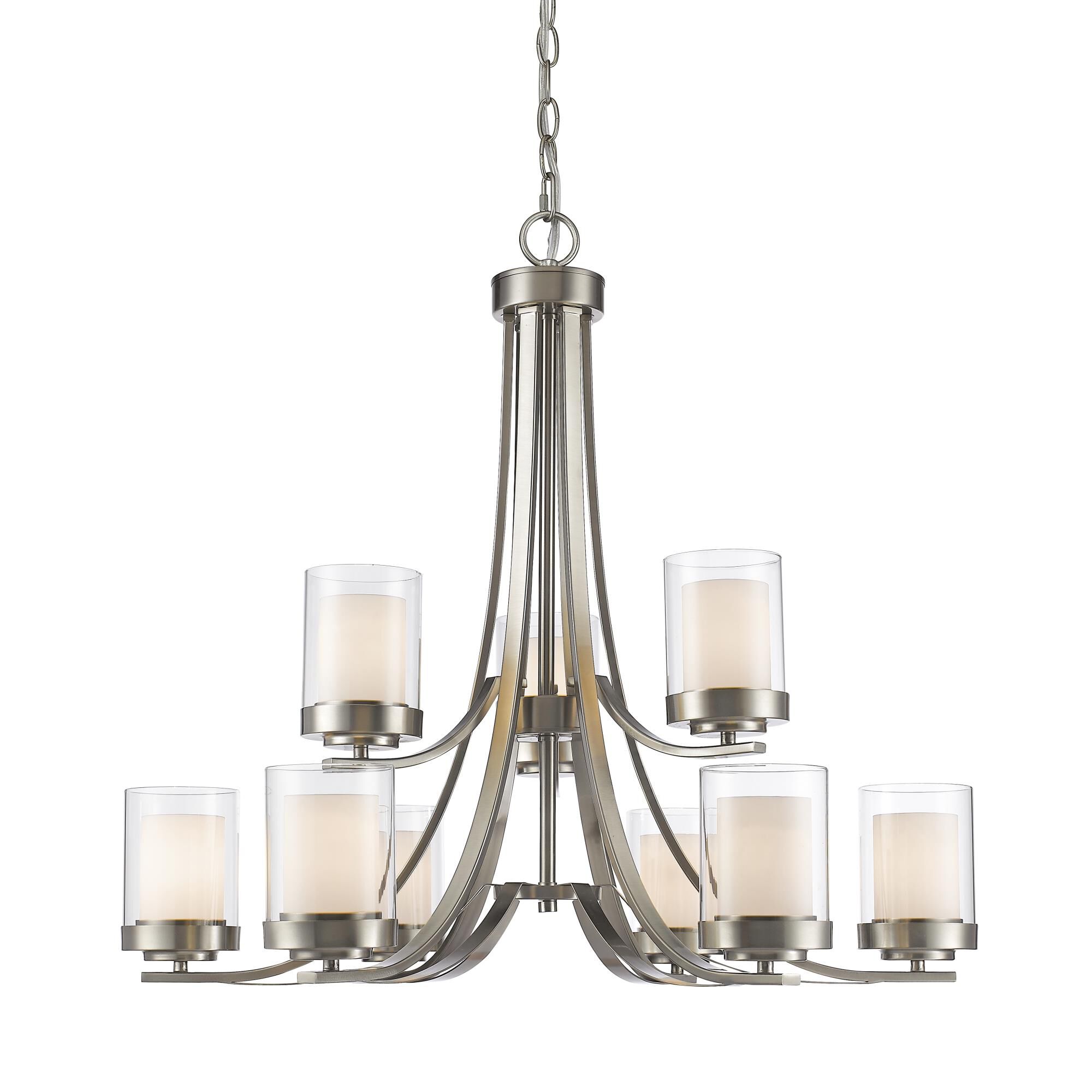 Shown in Brushed Nickel finish and Glass shade