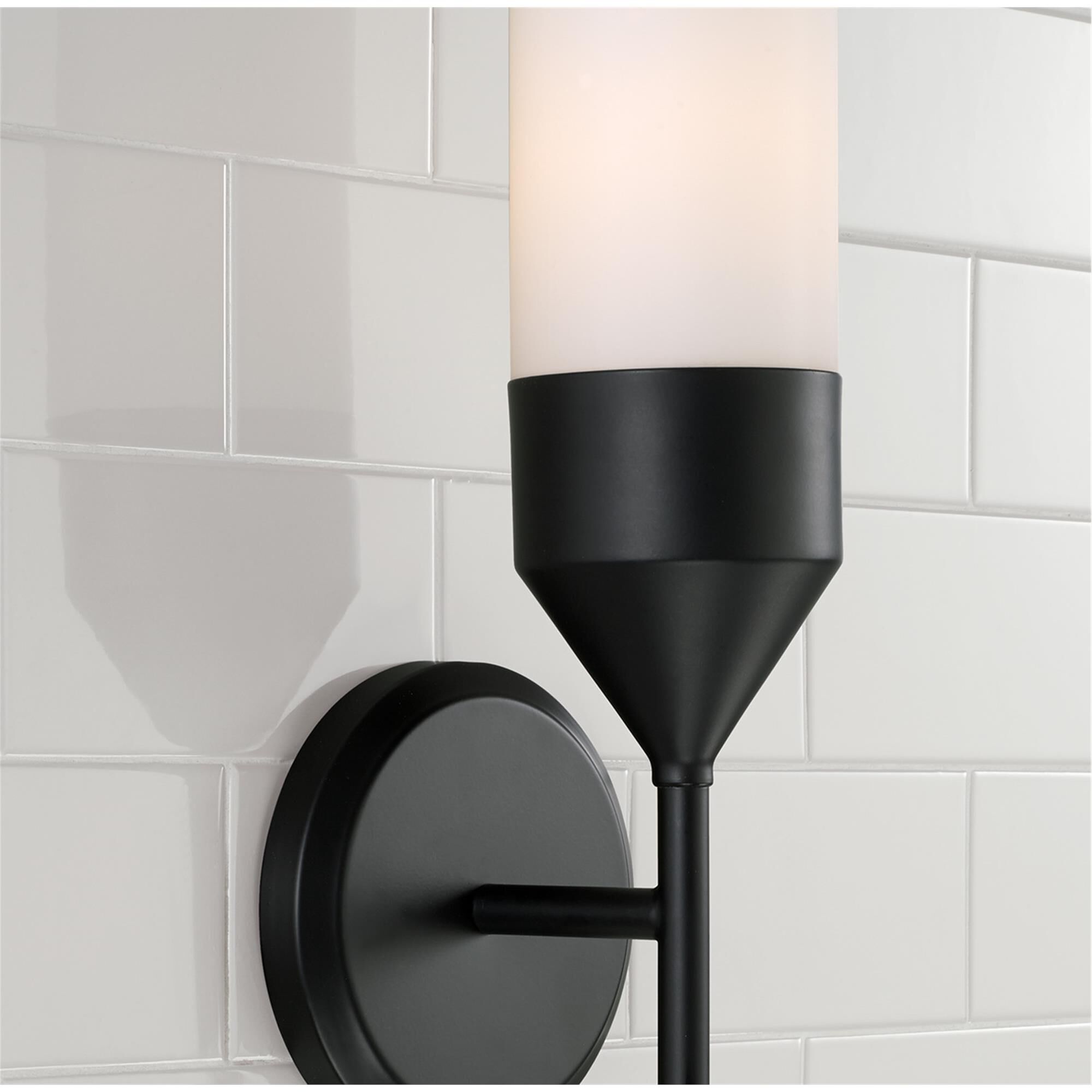 Shown in Matte Black finish and Soft White glass