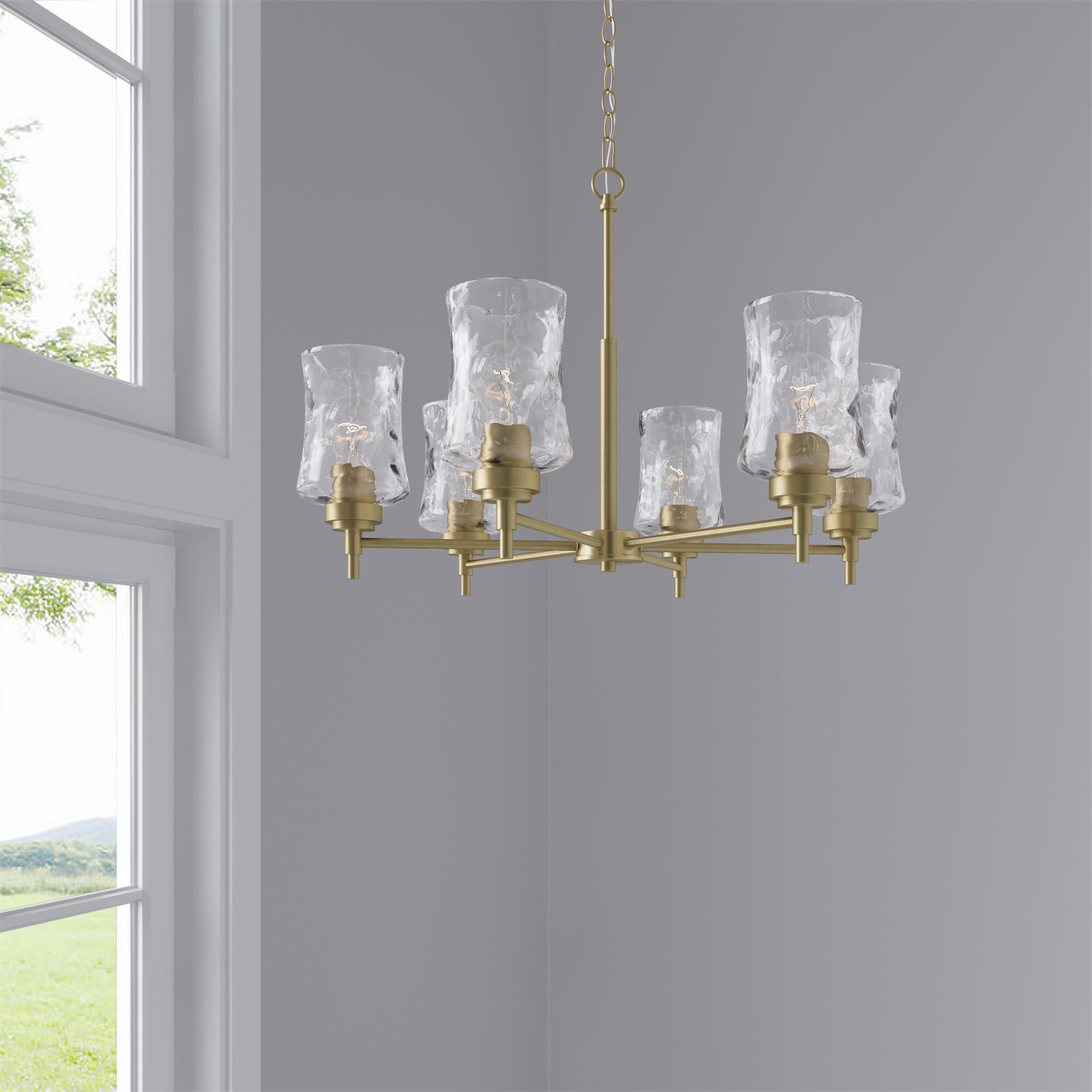 Shown in Vintage Brass finish and Clear Stone Water glass