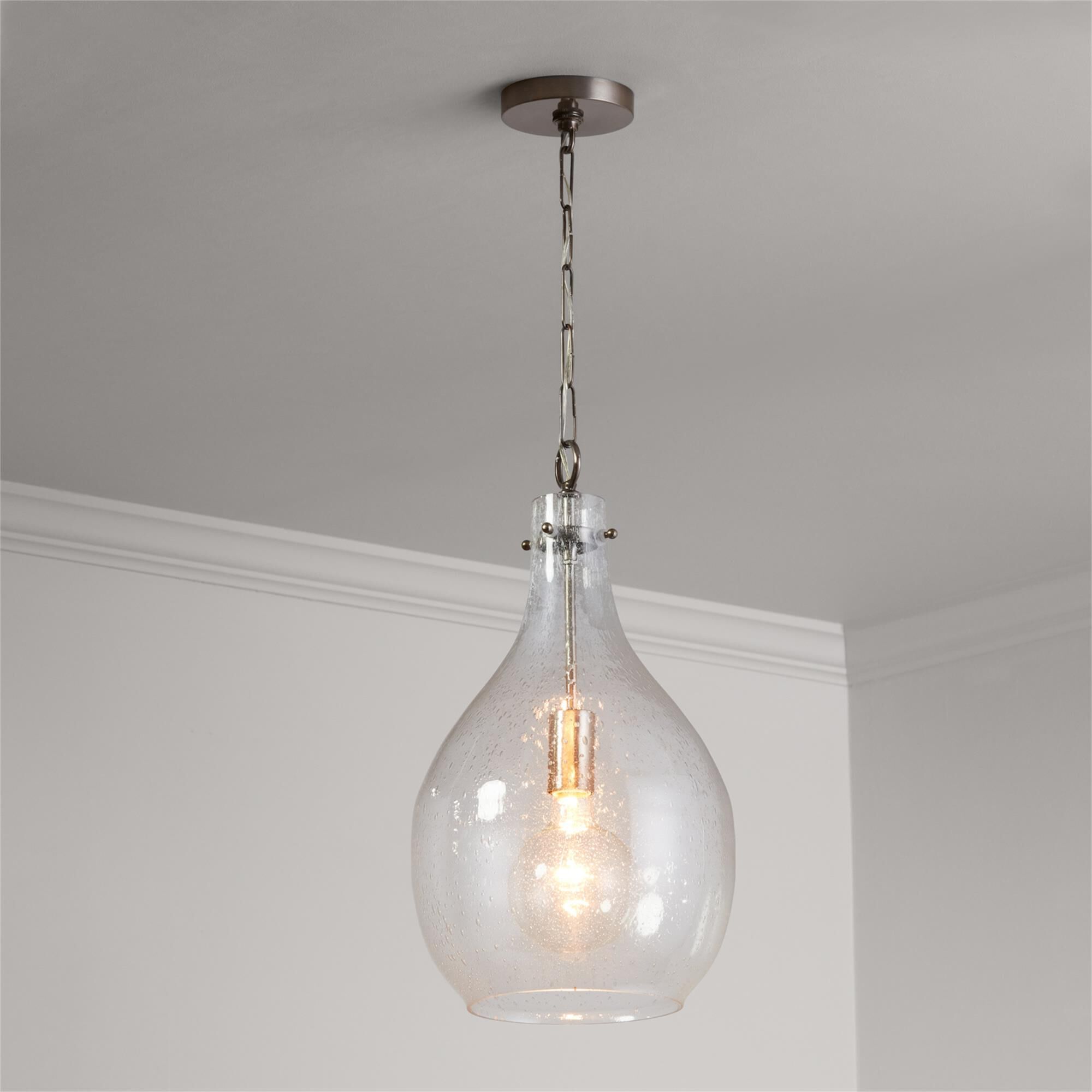 Shown in Polished Pewter finish and Clear Seeded glass