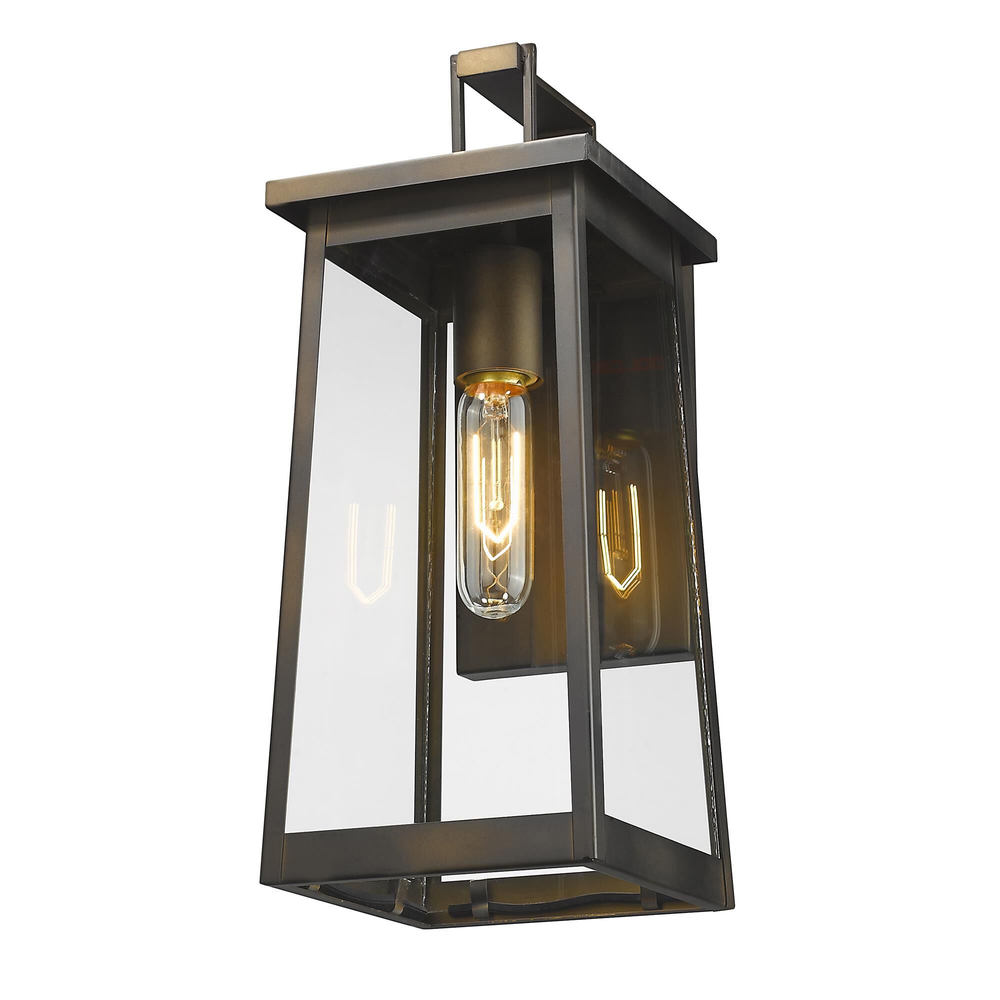 Shown in Oil-Rubbed Bronze finish and Clear glass and Clear Glass Panels shade