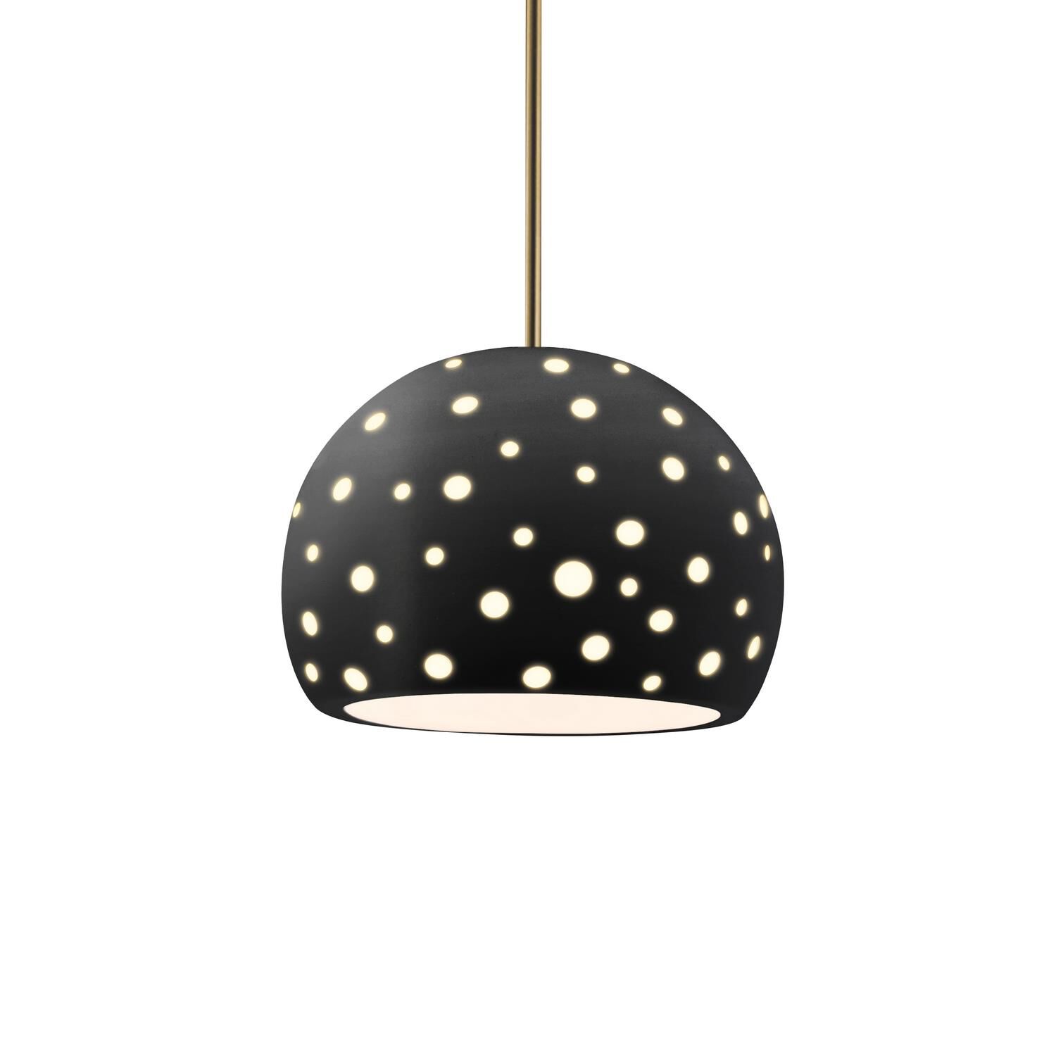 Shown in Antique Brass finish and Carbon Matte Black shade