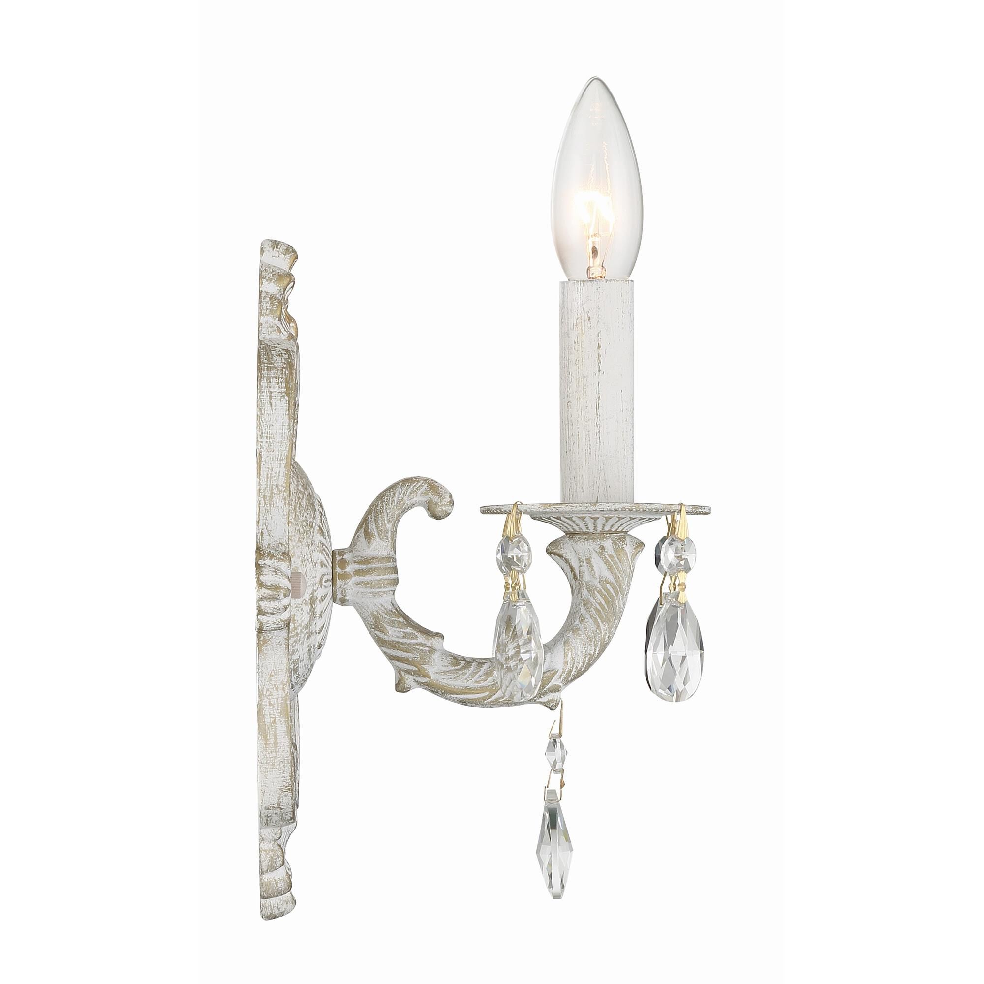 Shown in Antique White finish and Hand Cut Crystal crystal