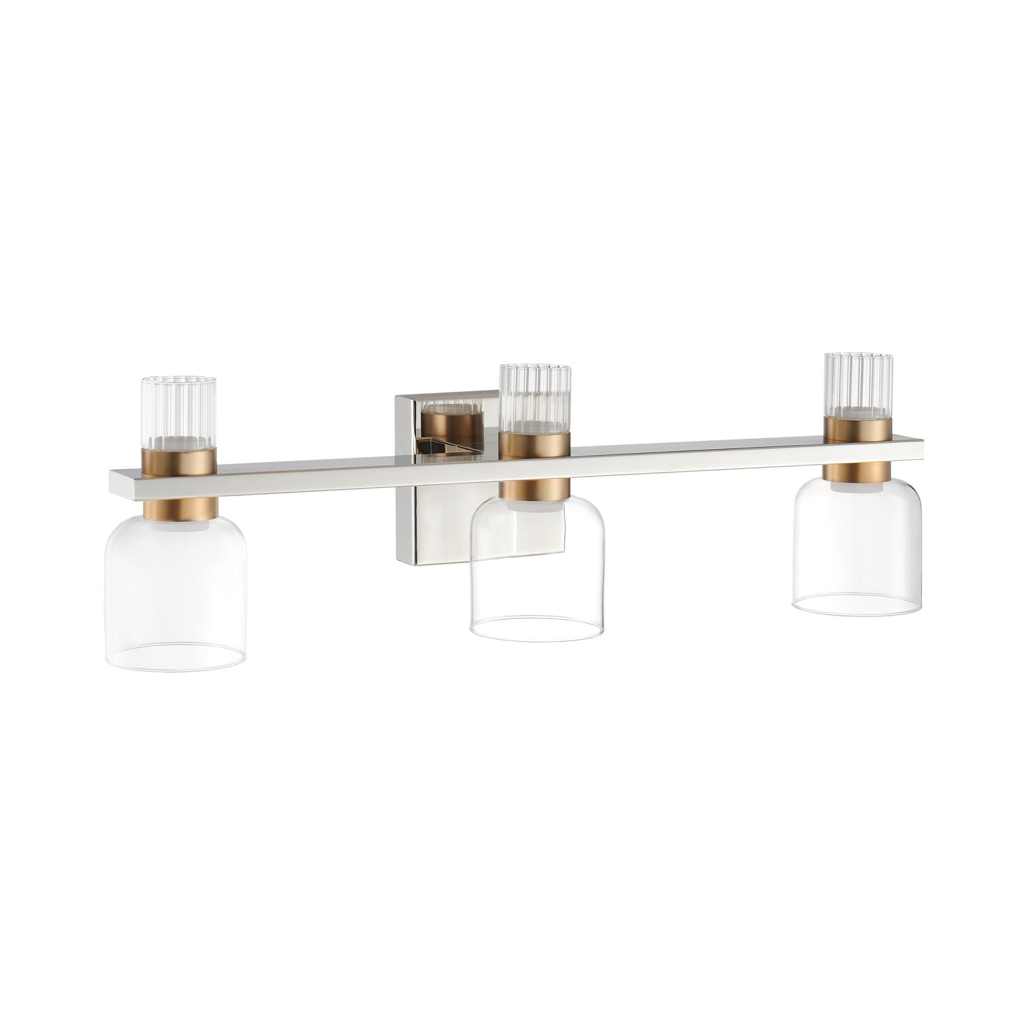 Shown in Polished Nickel finish and Clear, Clear Ribbed glass