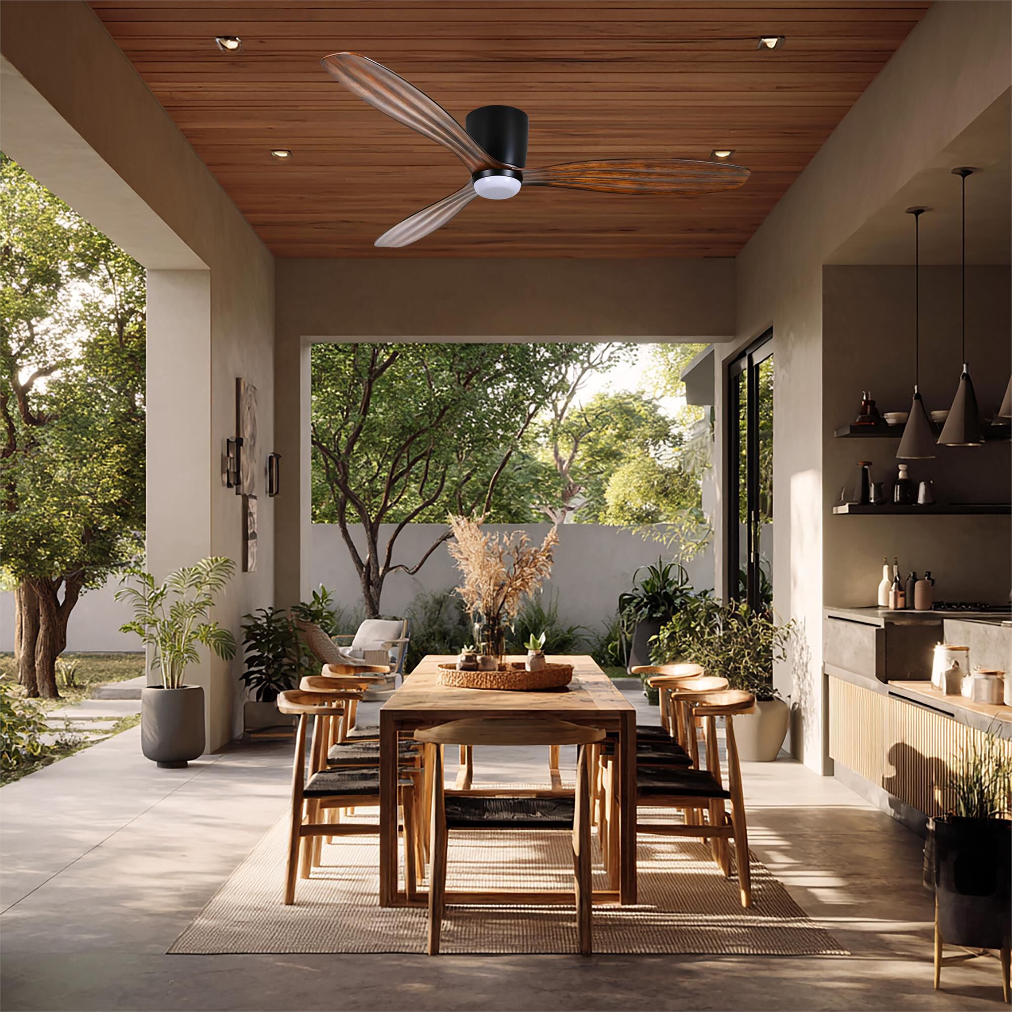 Ventiara 52 Inch Flush Mount Fan with Light Kit,