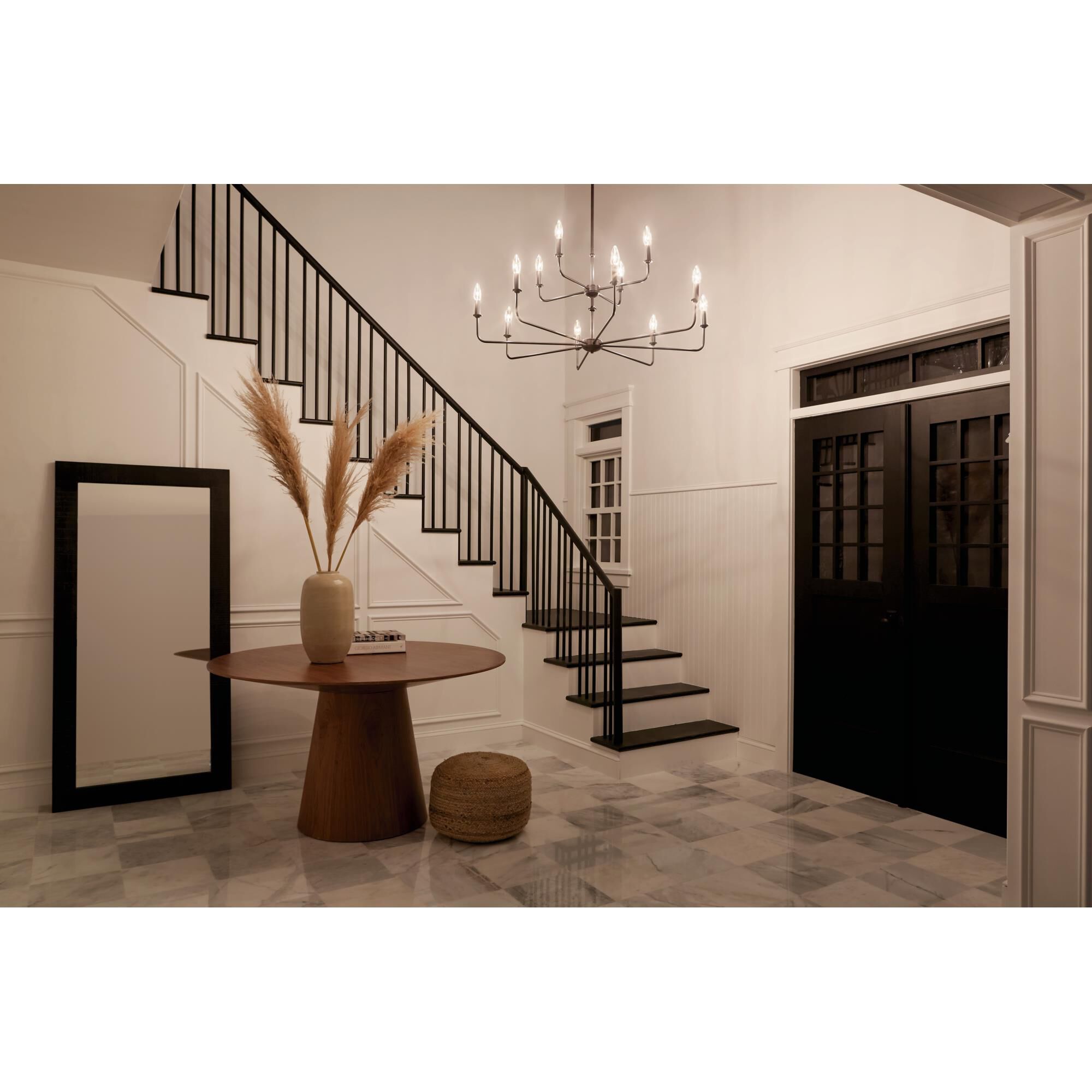 Shown in Black finish and Fabric and Bell shade