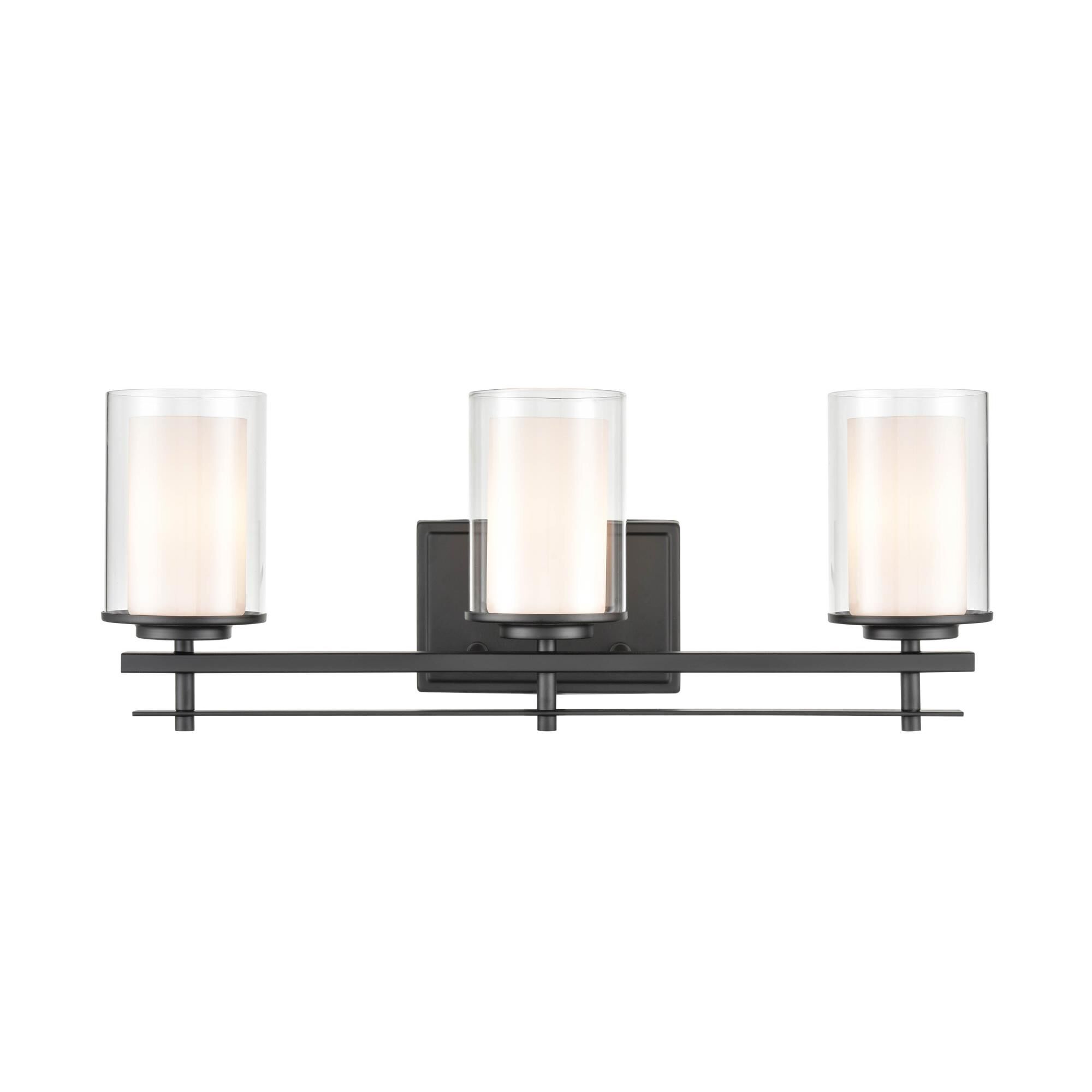 Shown in Matte Black finish and Clear Outer - Etched White Inner glass