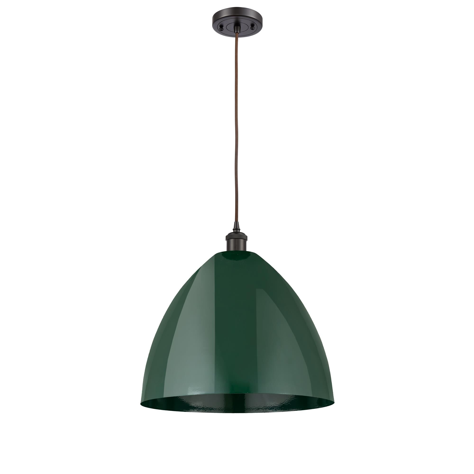 Shown in Oil Rubbed Bronze finish and Green Plymouth Dome shade