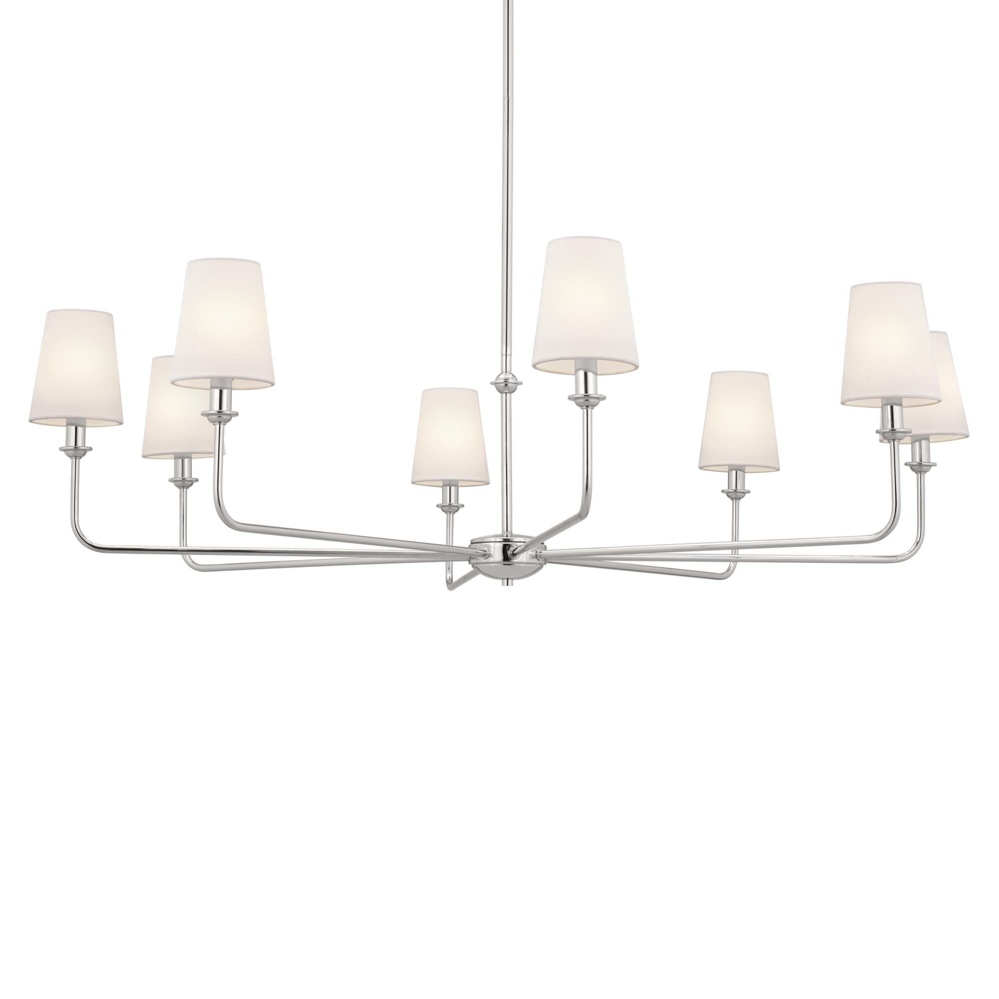 Shown in Polished Nickel finish and Fabric and Bell shade