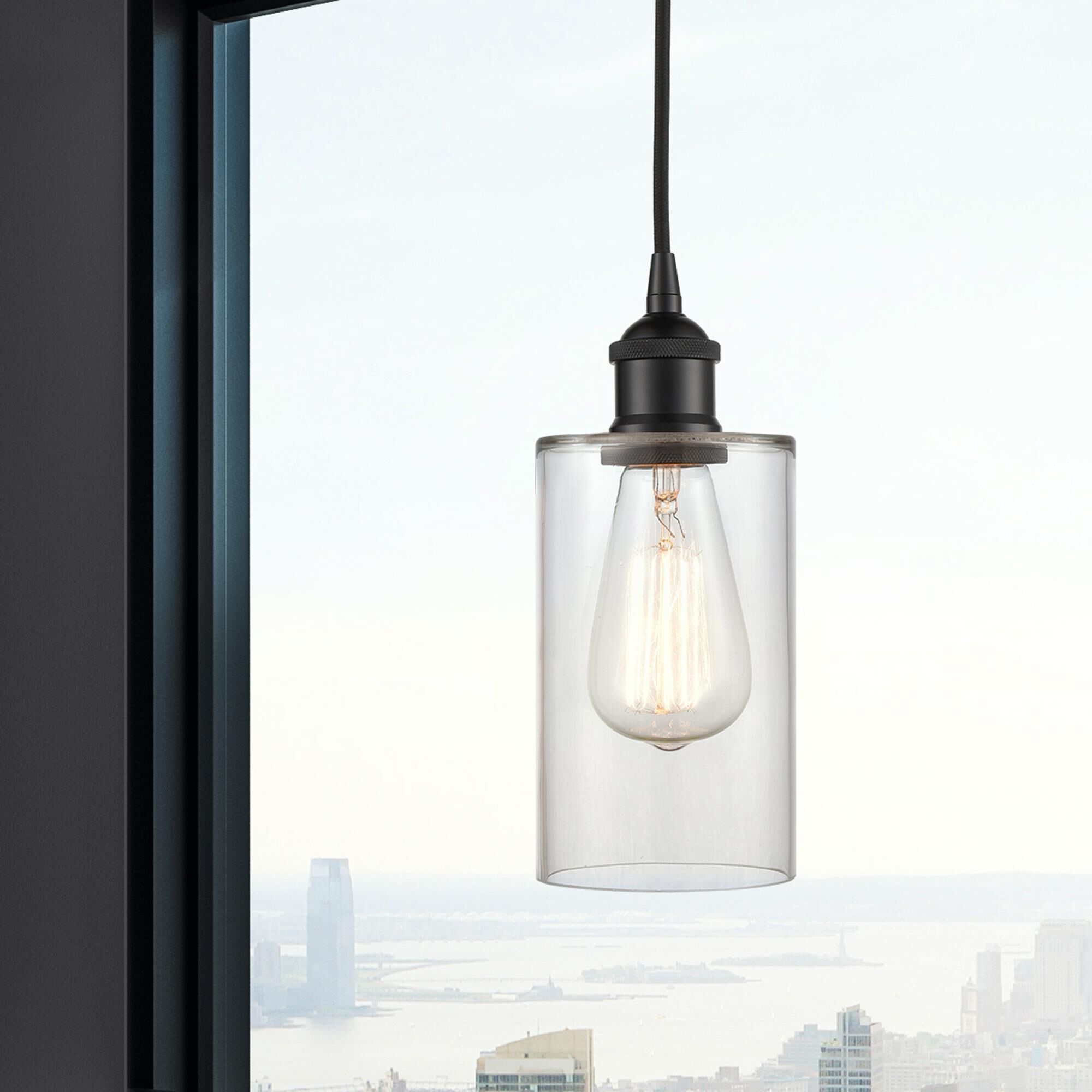 Shown in Matte Black finish and Clear glass